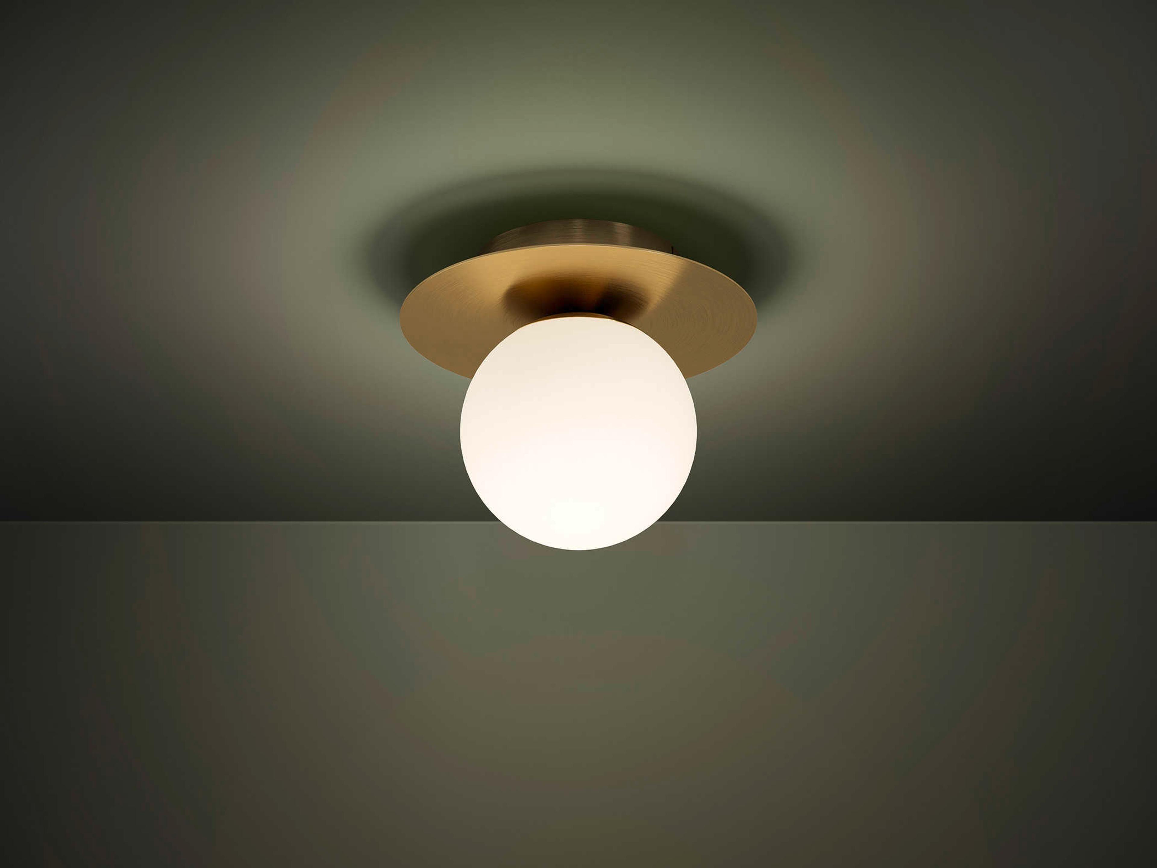 Eglo Arenales 1-Light Brushed Brass White Globe Flush Mount