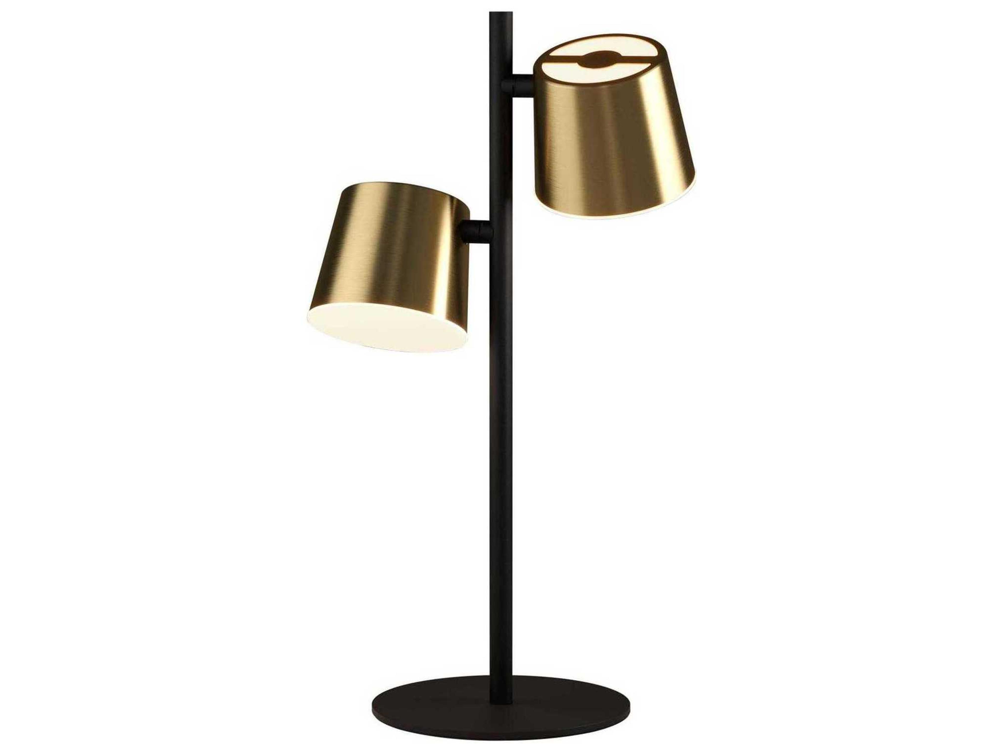 Altmira Structured Black Brass Exterior White Interior Metal Table Lamp