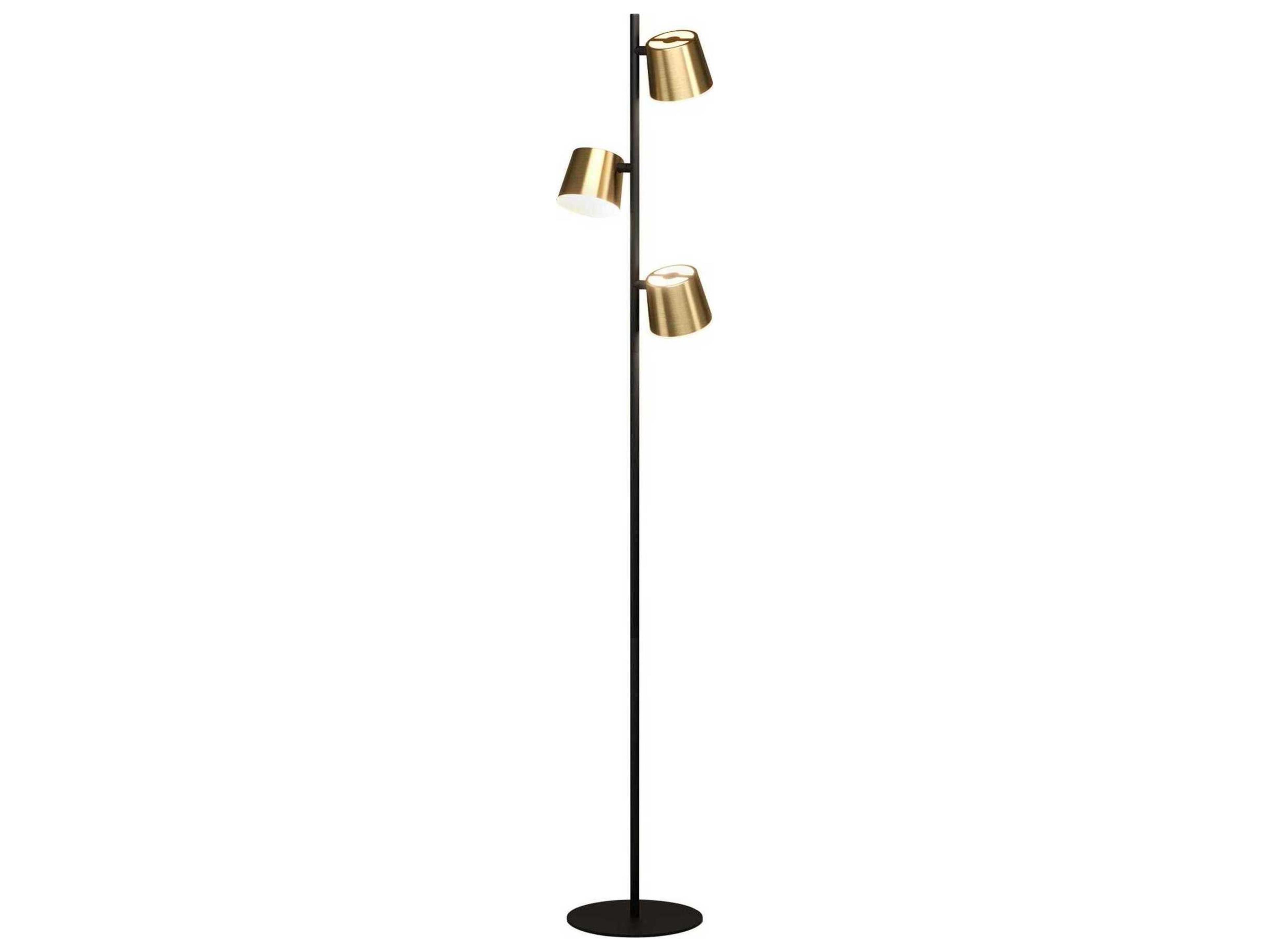 Altmira Structured Black Brass Exterior White Interior Metal Floor Lamp