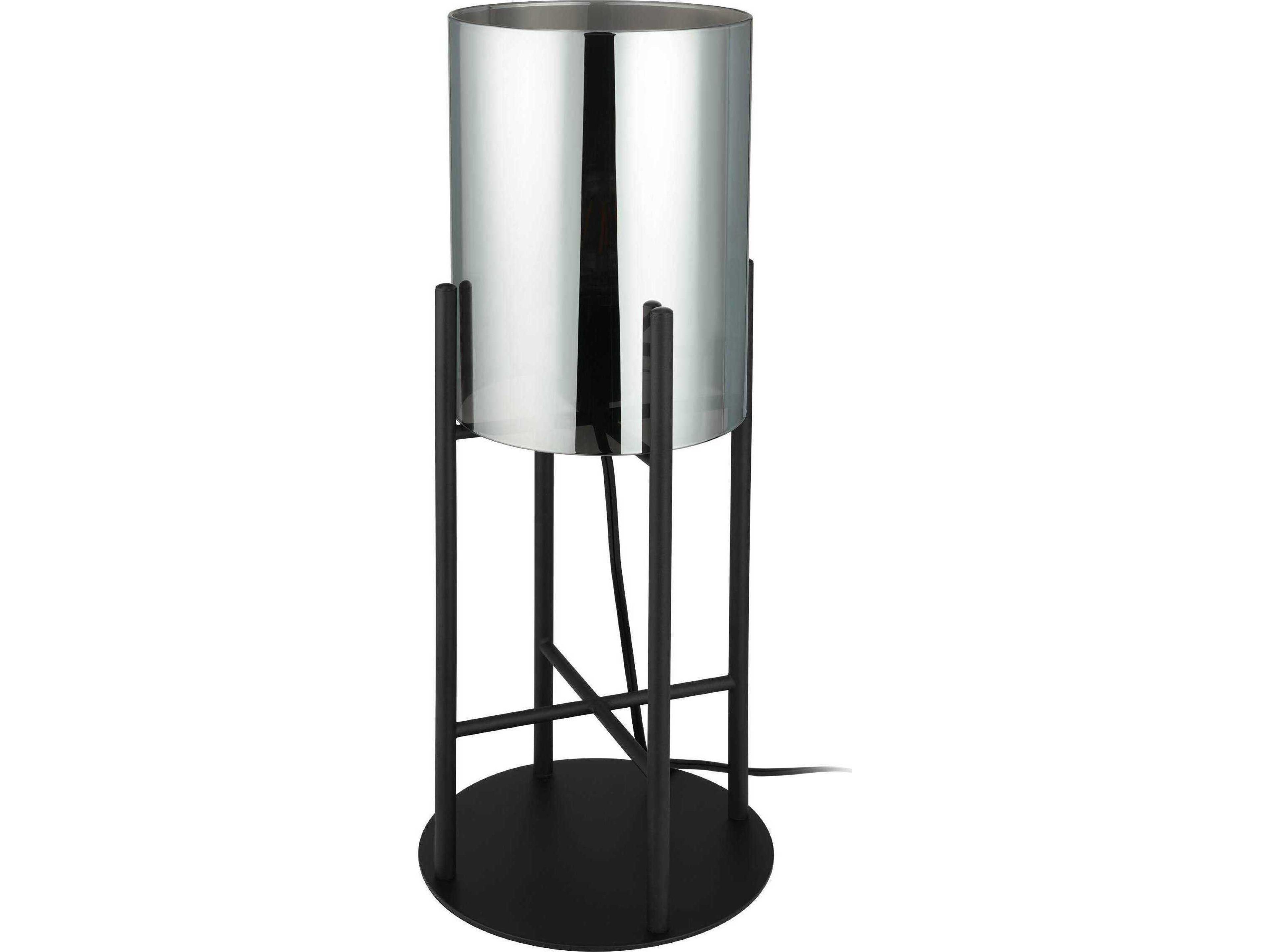 Glastonbury Black Metallic Smoked Glass Table Lamp