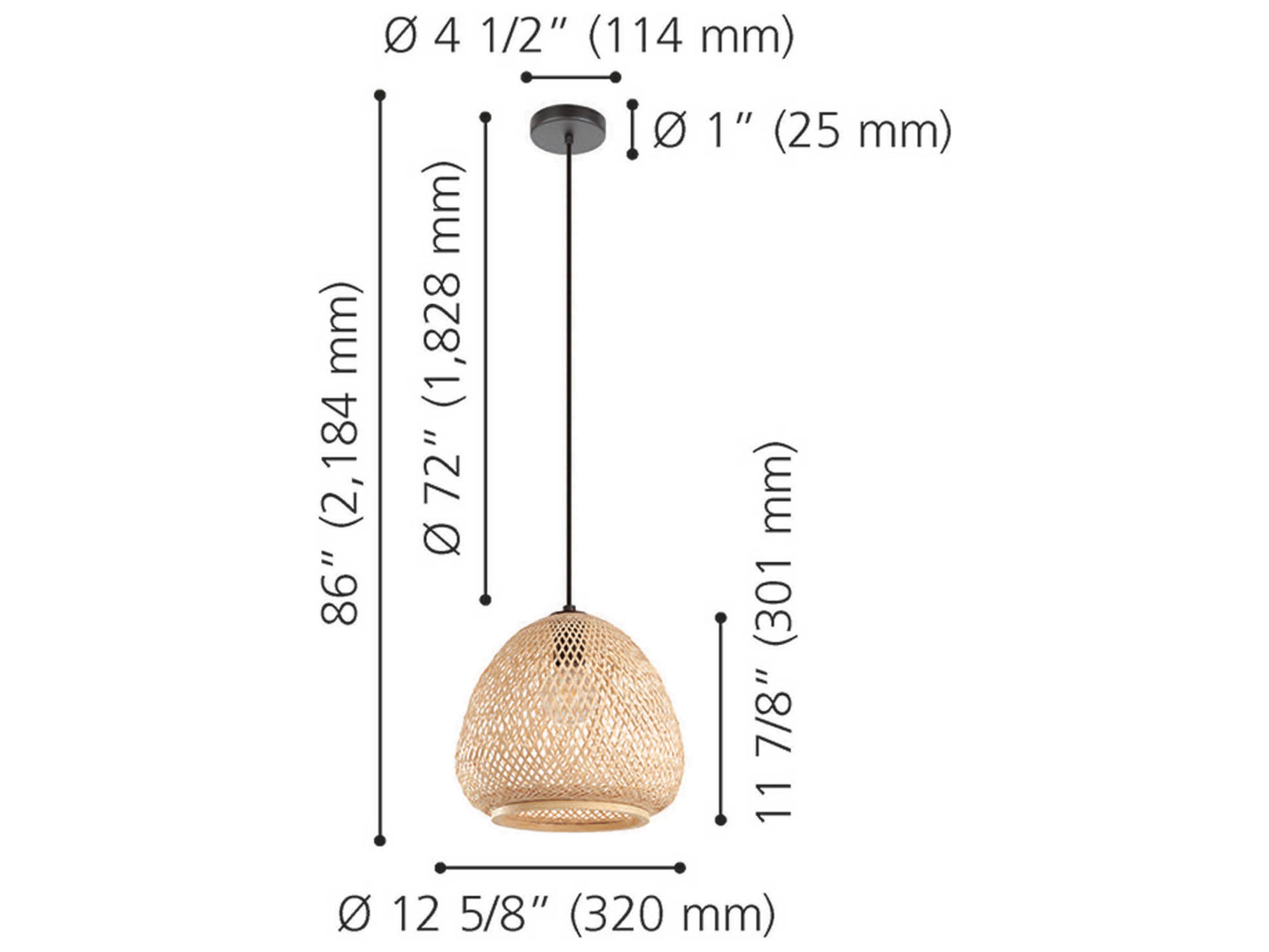 Eglo Dembleby 1-Light Black Brown Pendant