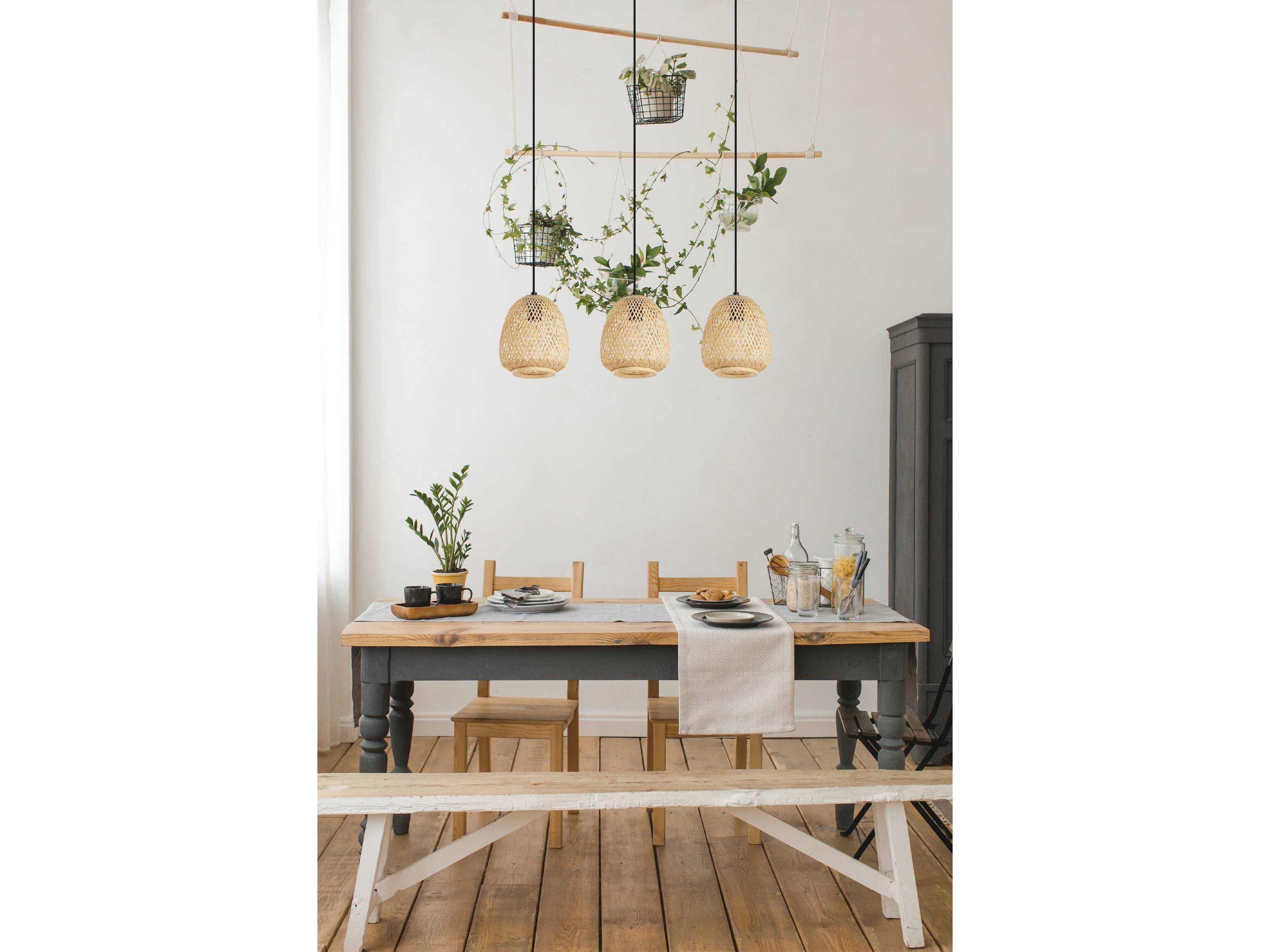 Eglo Dembleby 3-Light Black Brown Island Pendant