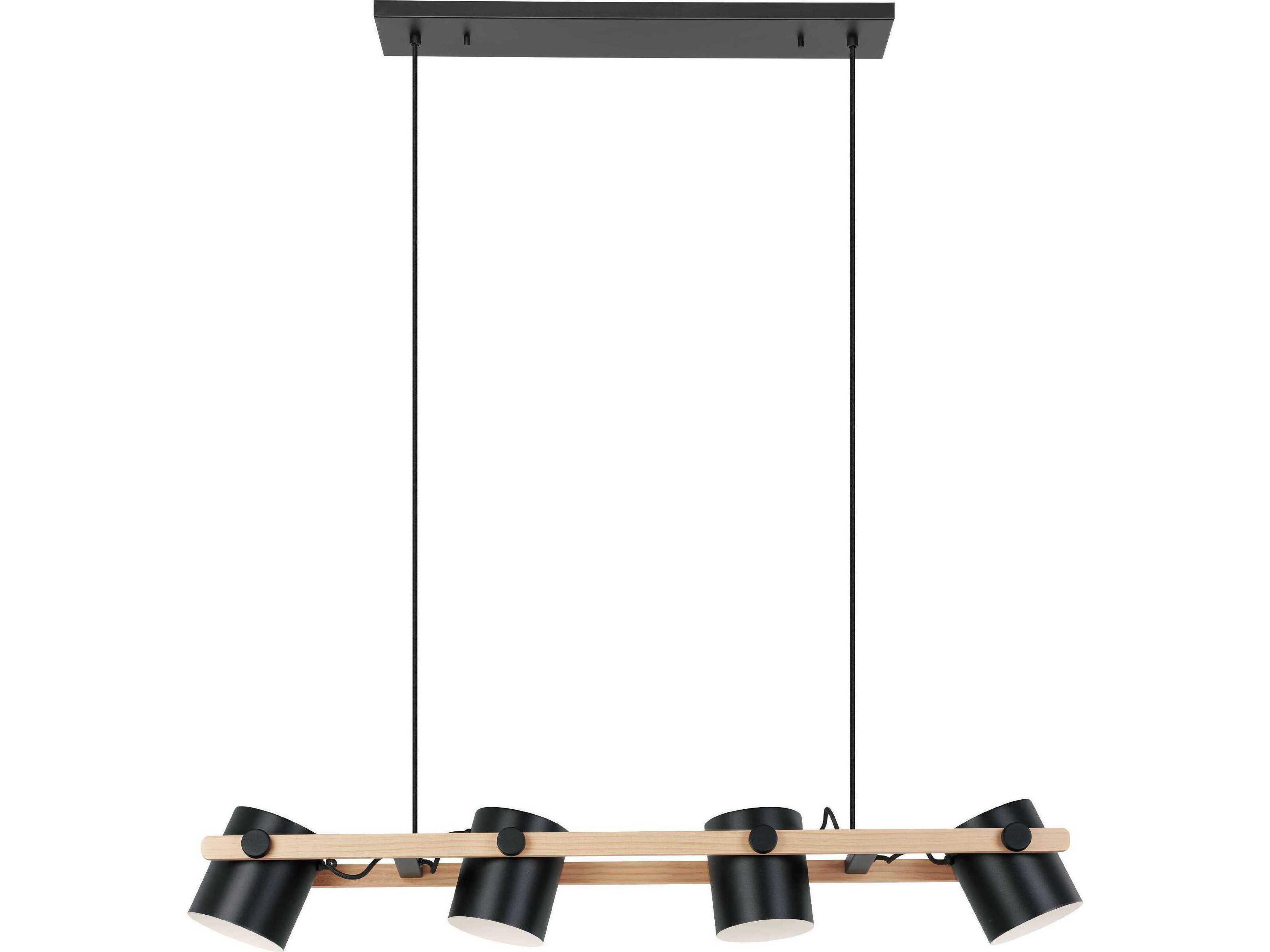 Eglo Hornwood 3-Light Black Natural Wood Island Pendant