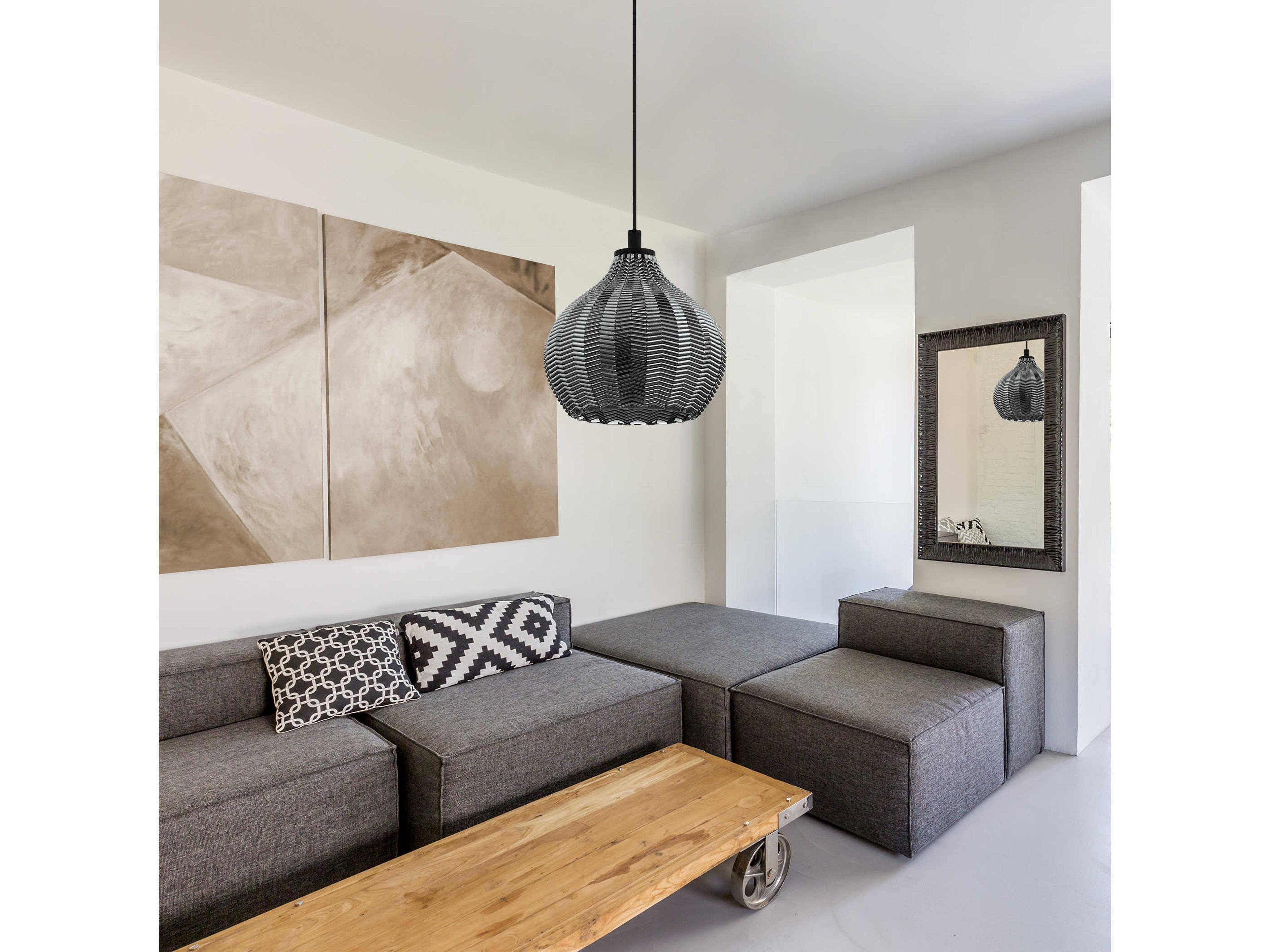 Eglo Tamallat 1-Light Structured Black Bell Mini Pendant