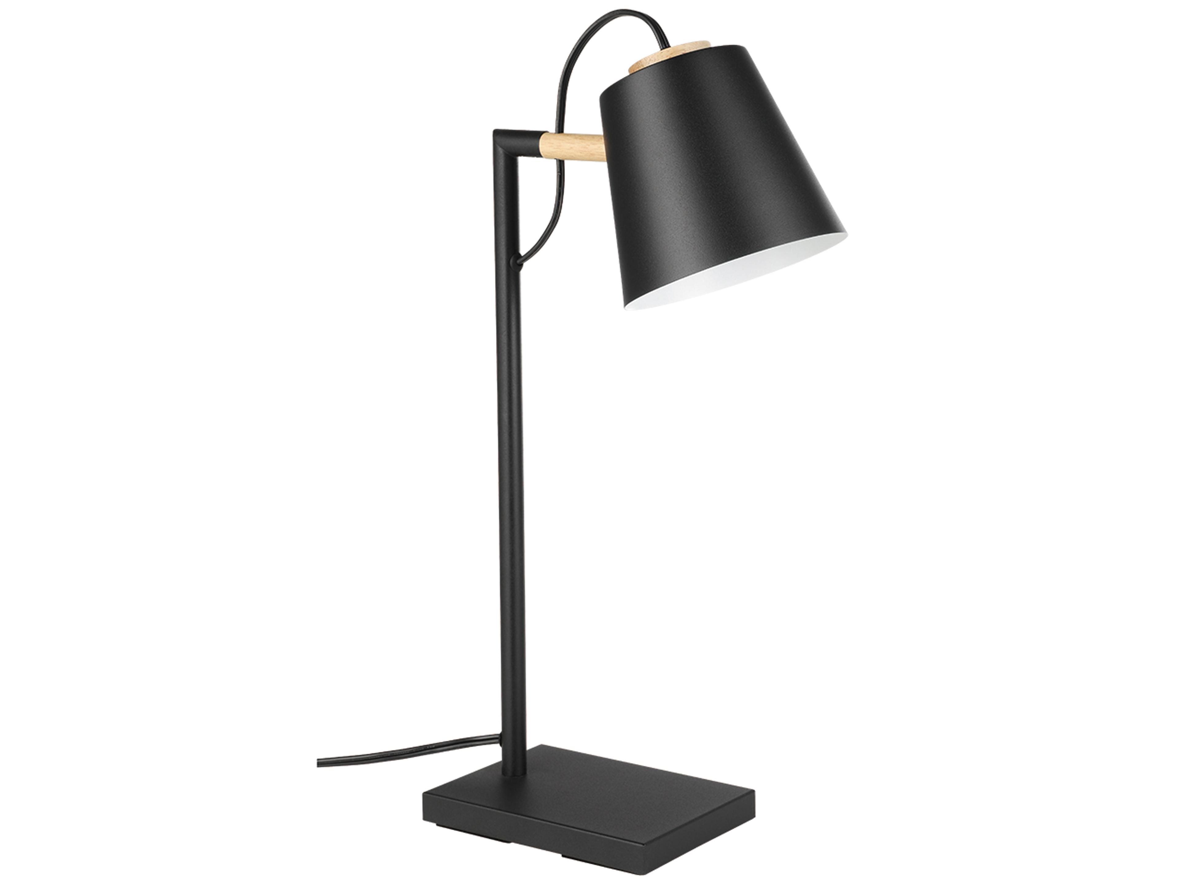 Eglo Lacey Structured Black Natural Wood Desk Lamp