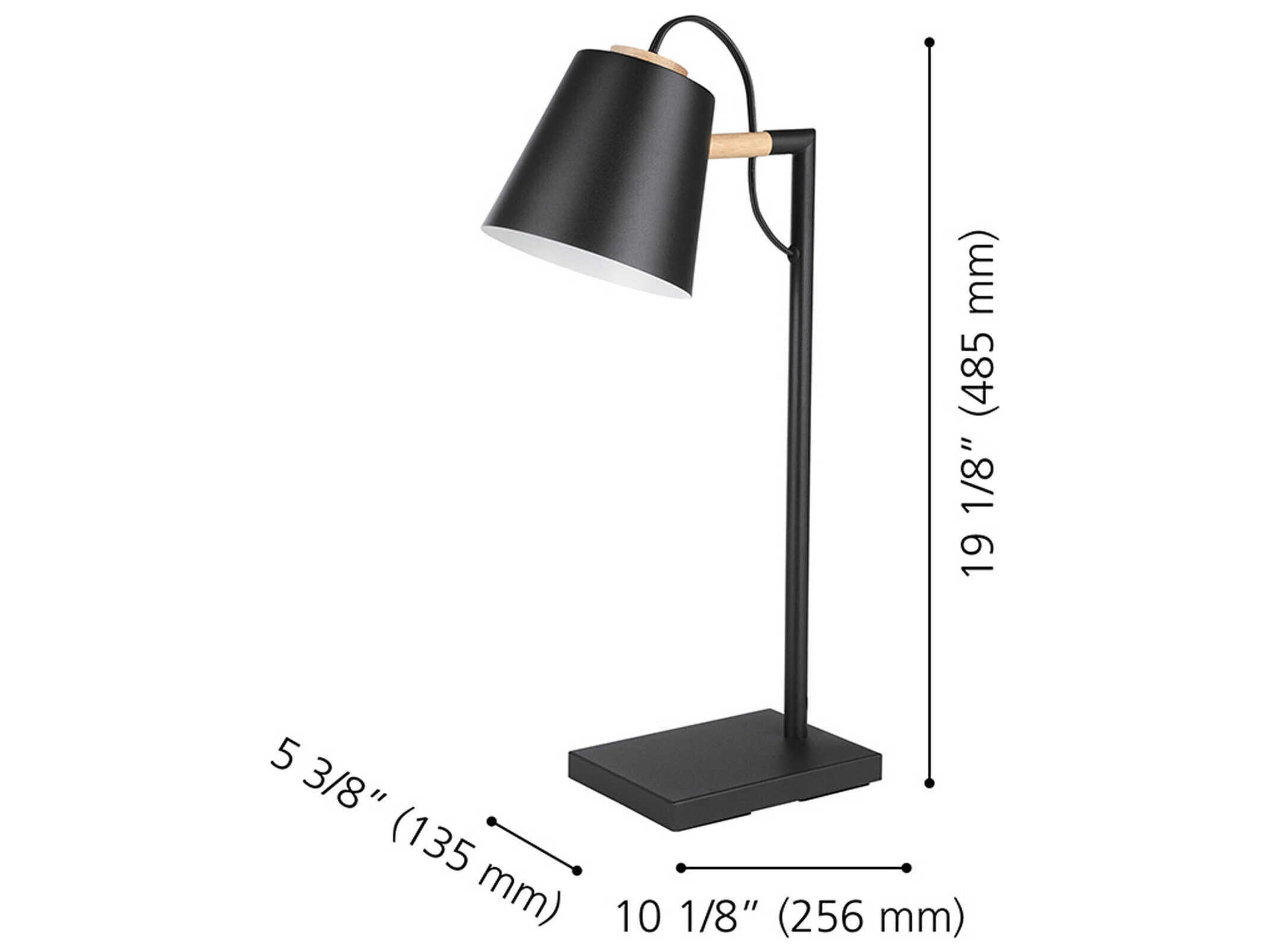 Eglo Lacey Structured Black Natural Wood Desk Lamp