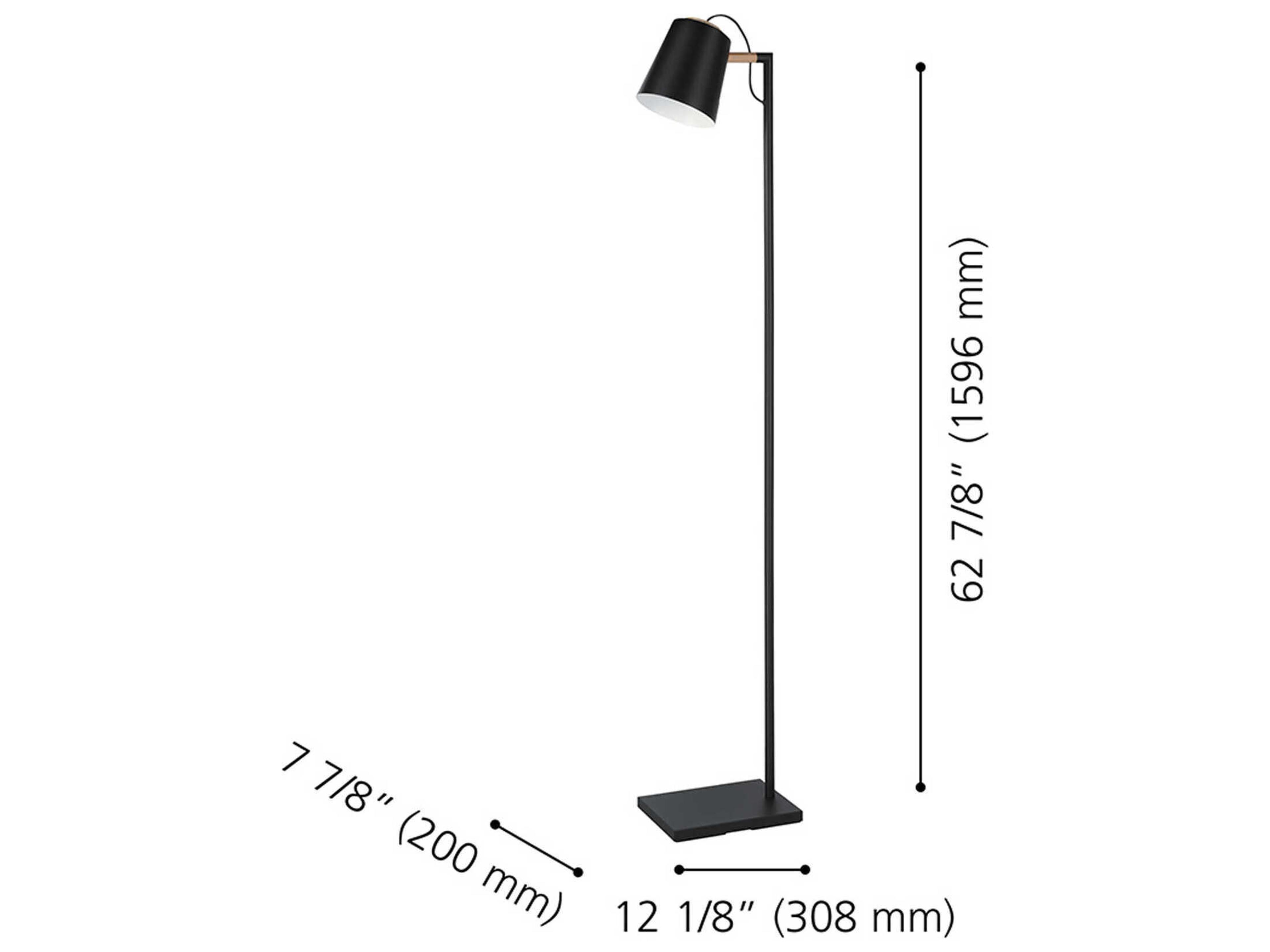 Eglo Lacey Structured Black Natural Wood Floor Lamp