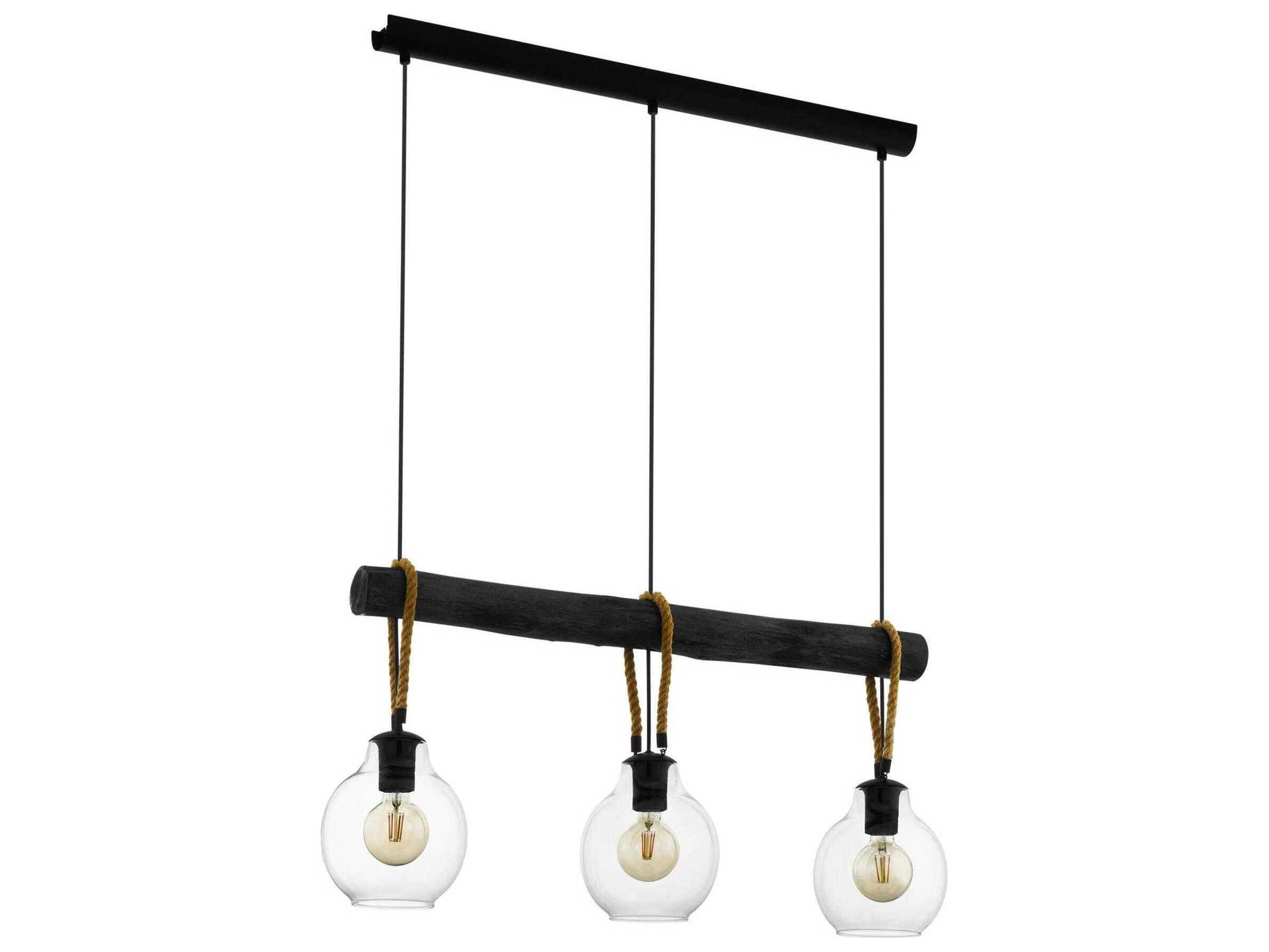 Roding 3-Light Structured Black Globe Island Pendant