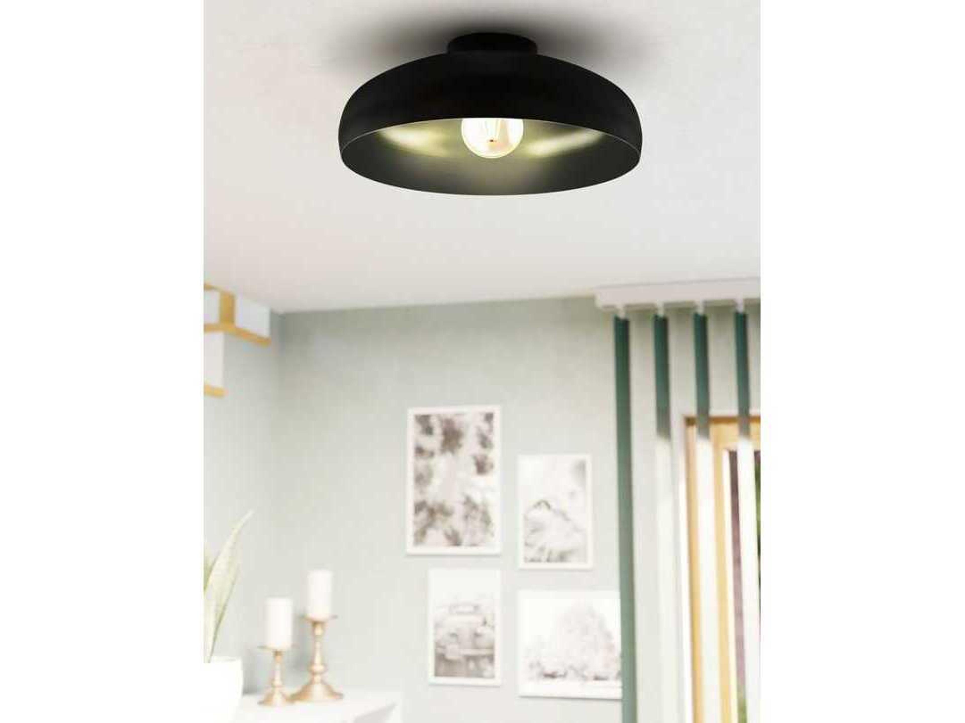 Eglo Mogano 1-Light Black Dome Flush Mount