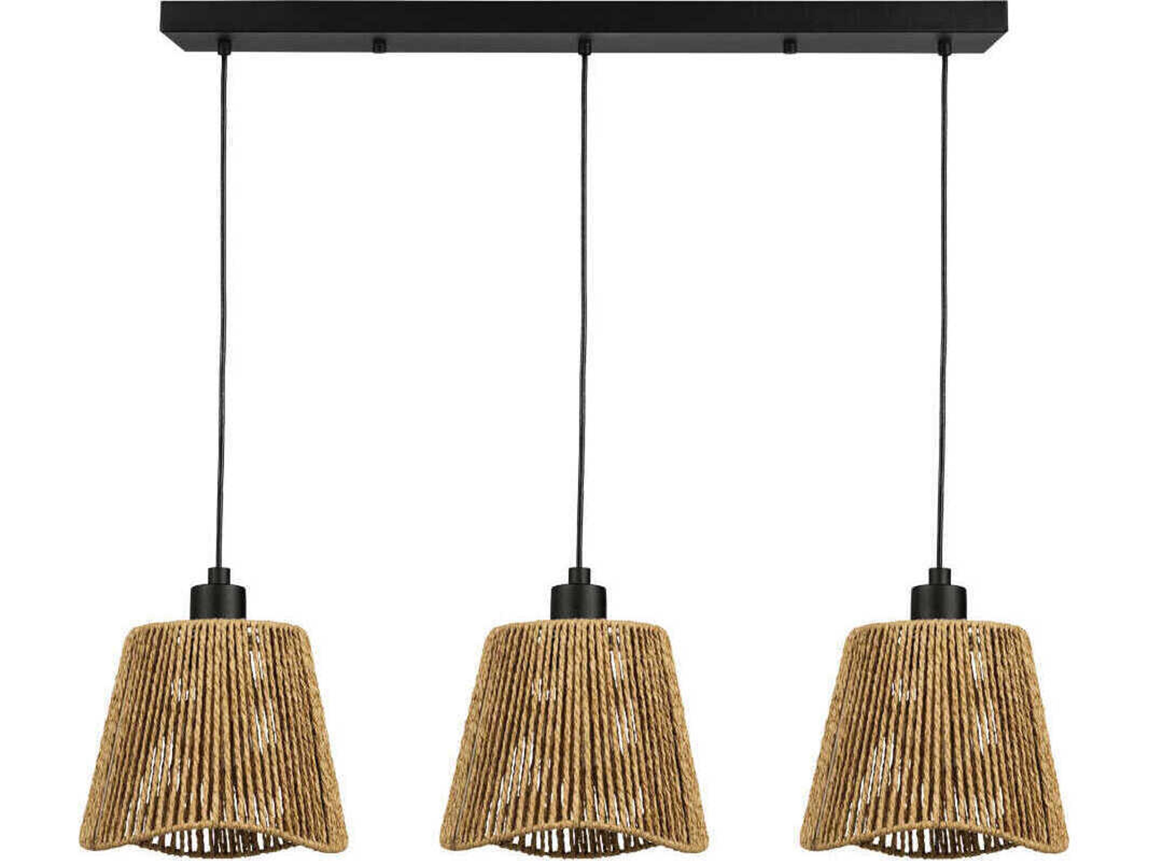Eglo Lavister 3-Light Black Brown Island Pendant