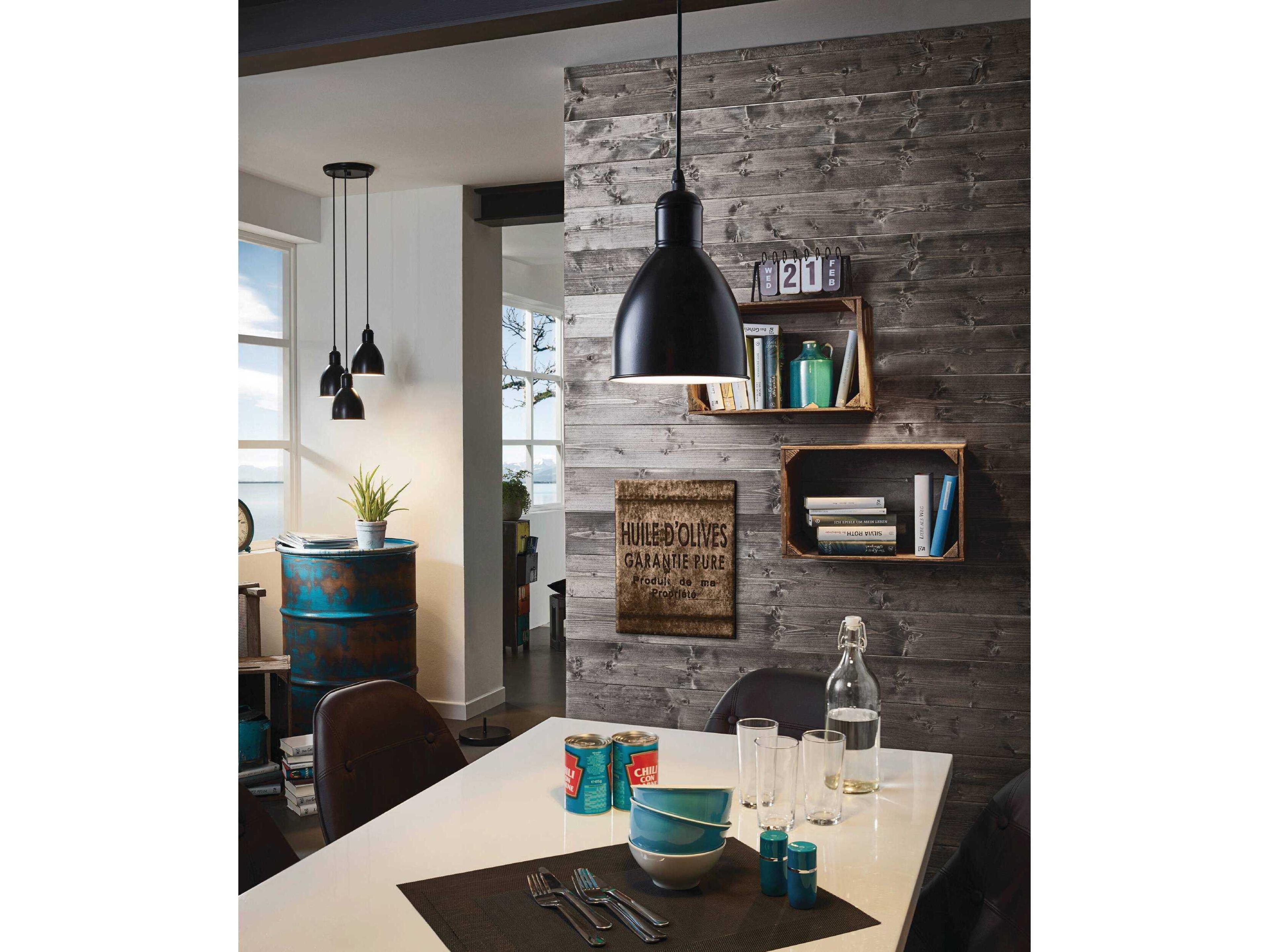 Eglo Priddy 1-Light Black Bell Mini Pendant