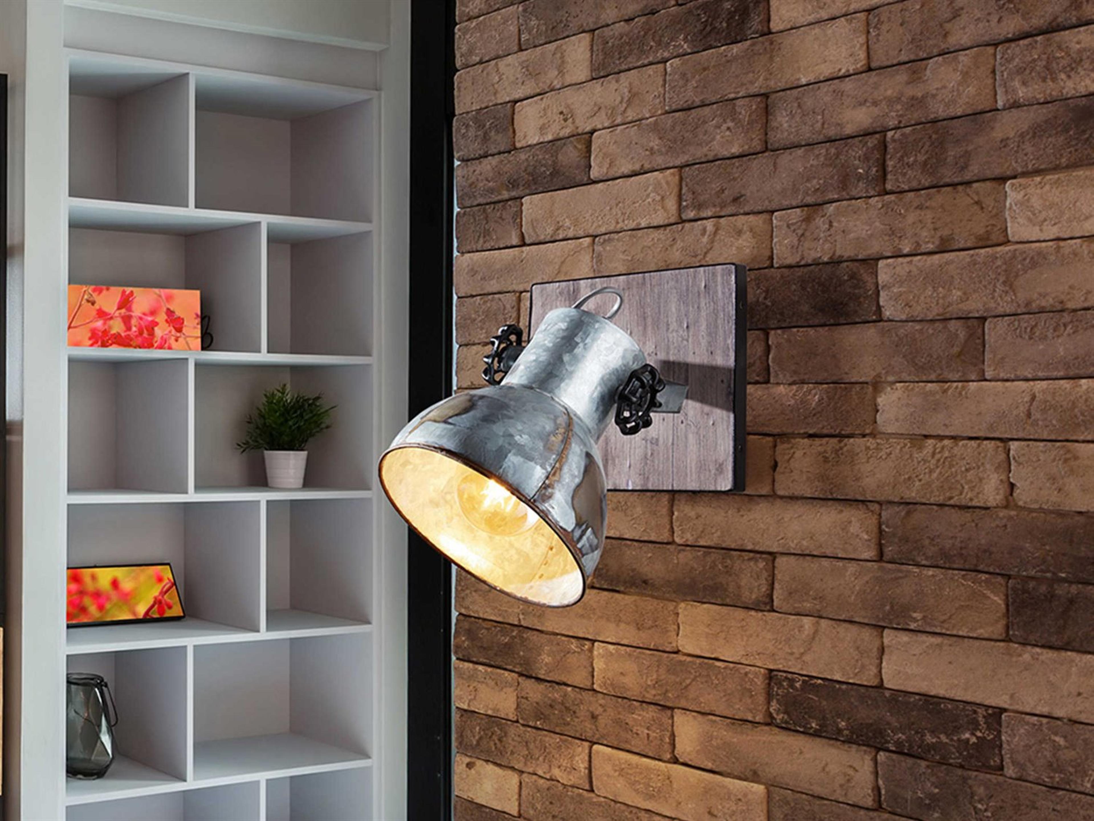 Eglo Barnstaple 1-Light Distressed Zinc Black Steel Wall Sconce