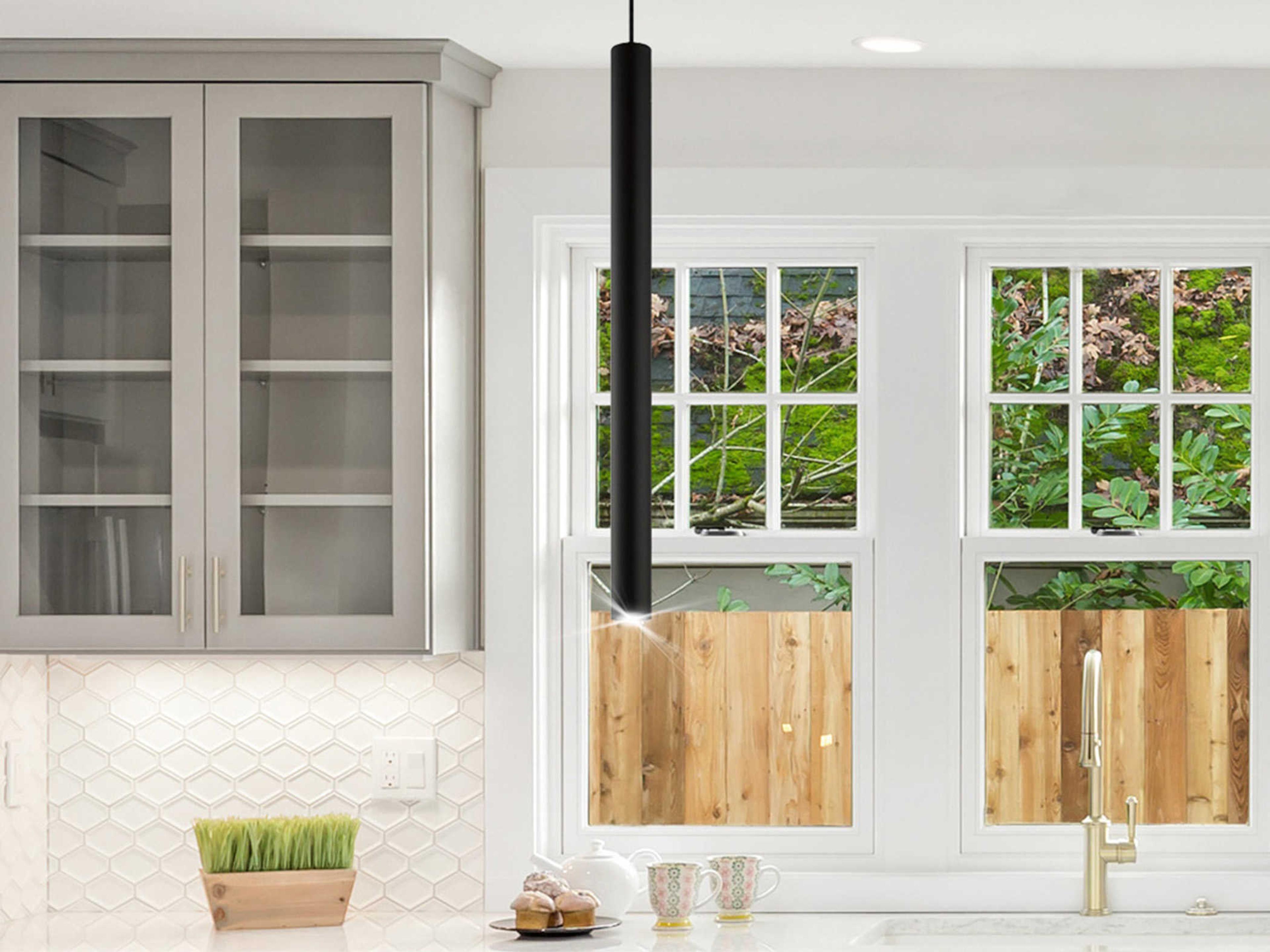 Eglo Tortoreto 1-Light Matte Black Cylinder Mini Pendant