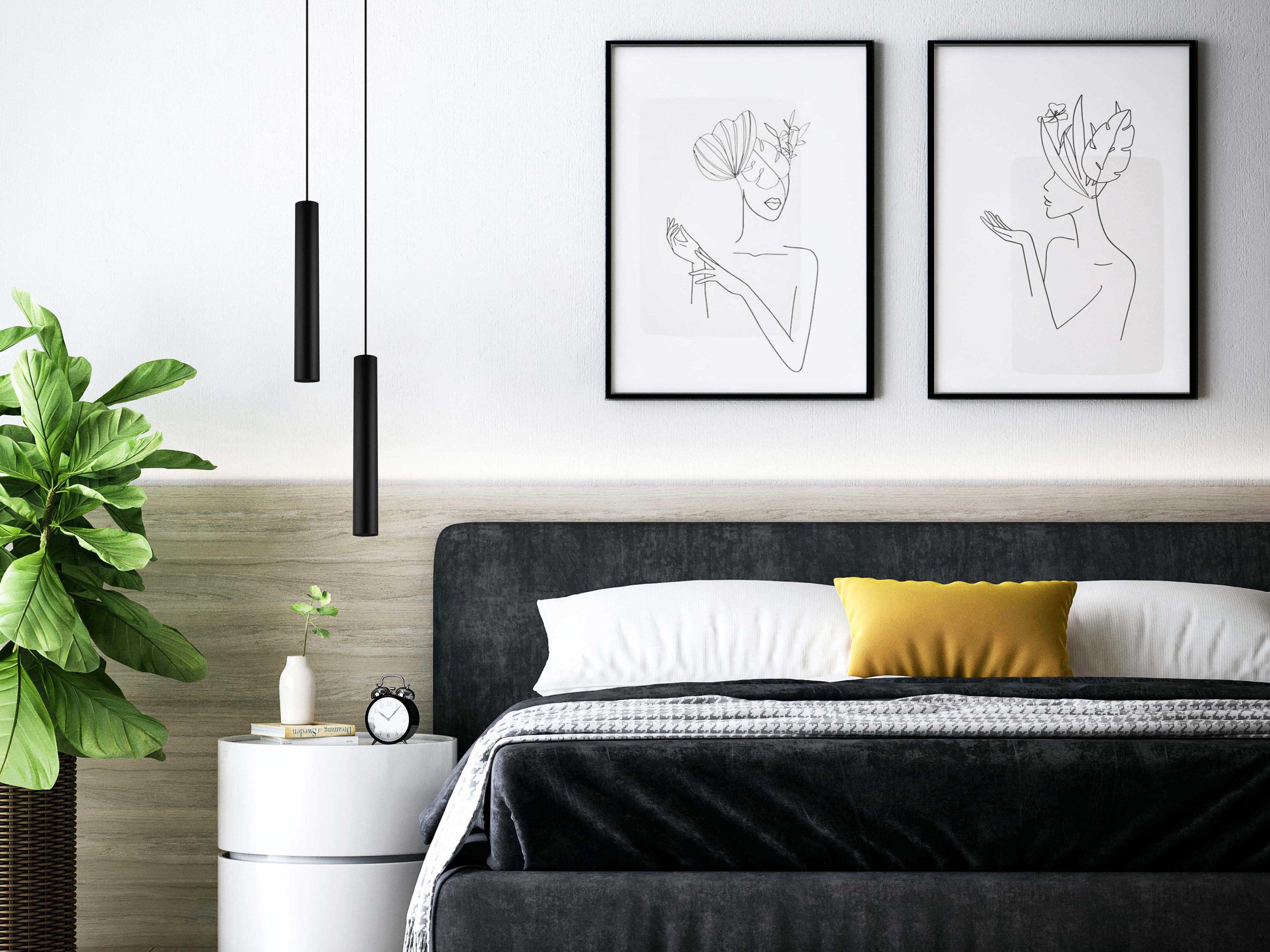 Eglo Tortoreto 1-Light Matte Black Cylinder Mini Pendant