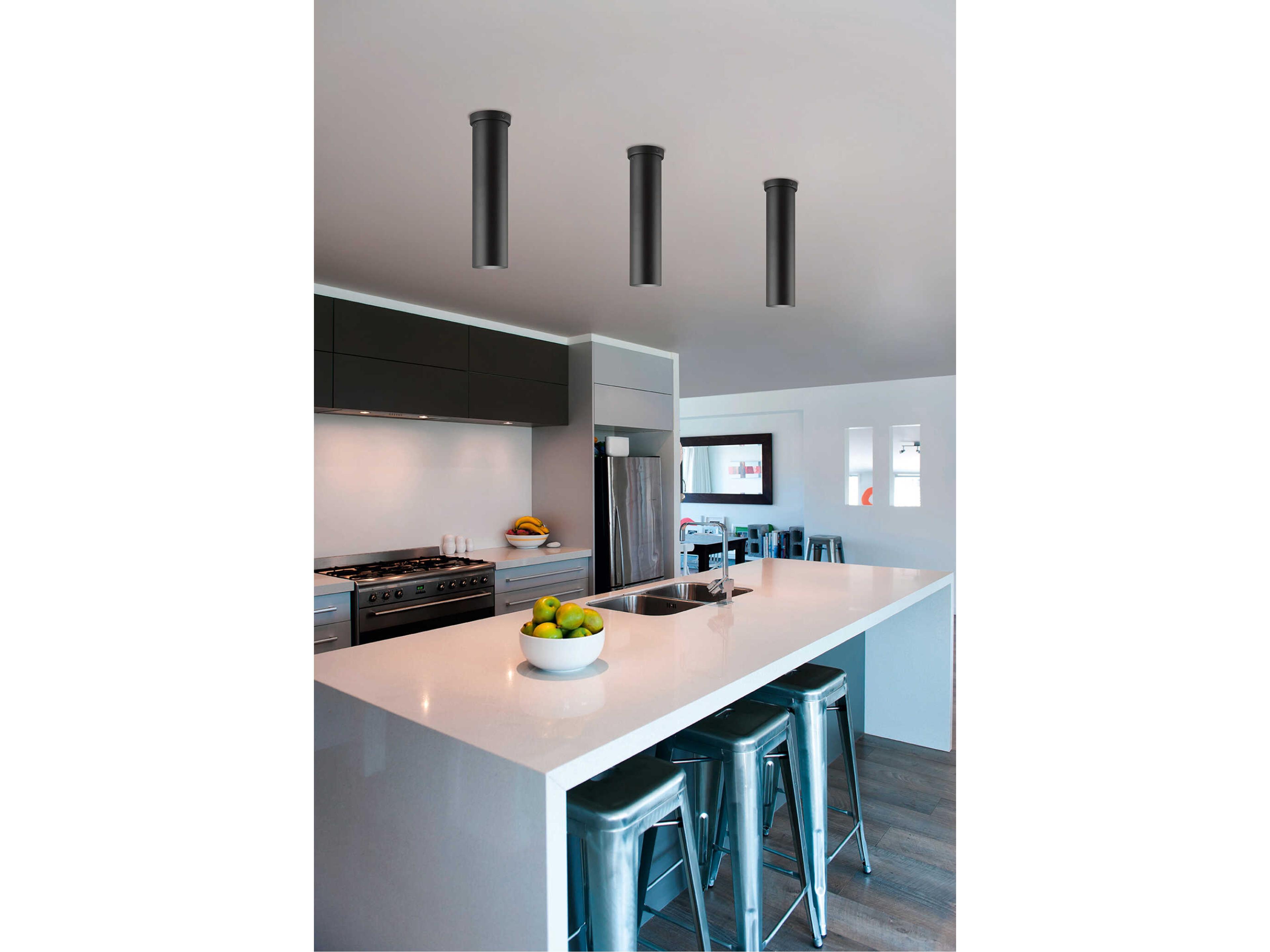 Eglo Tortoreto 1-Light Matte Black Cylinder Flush Mount