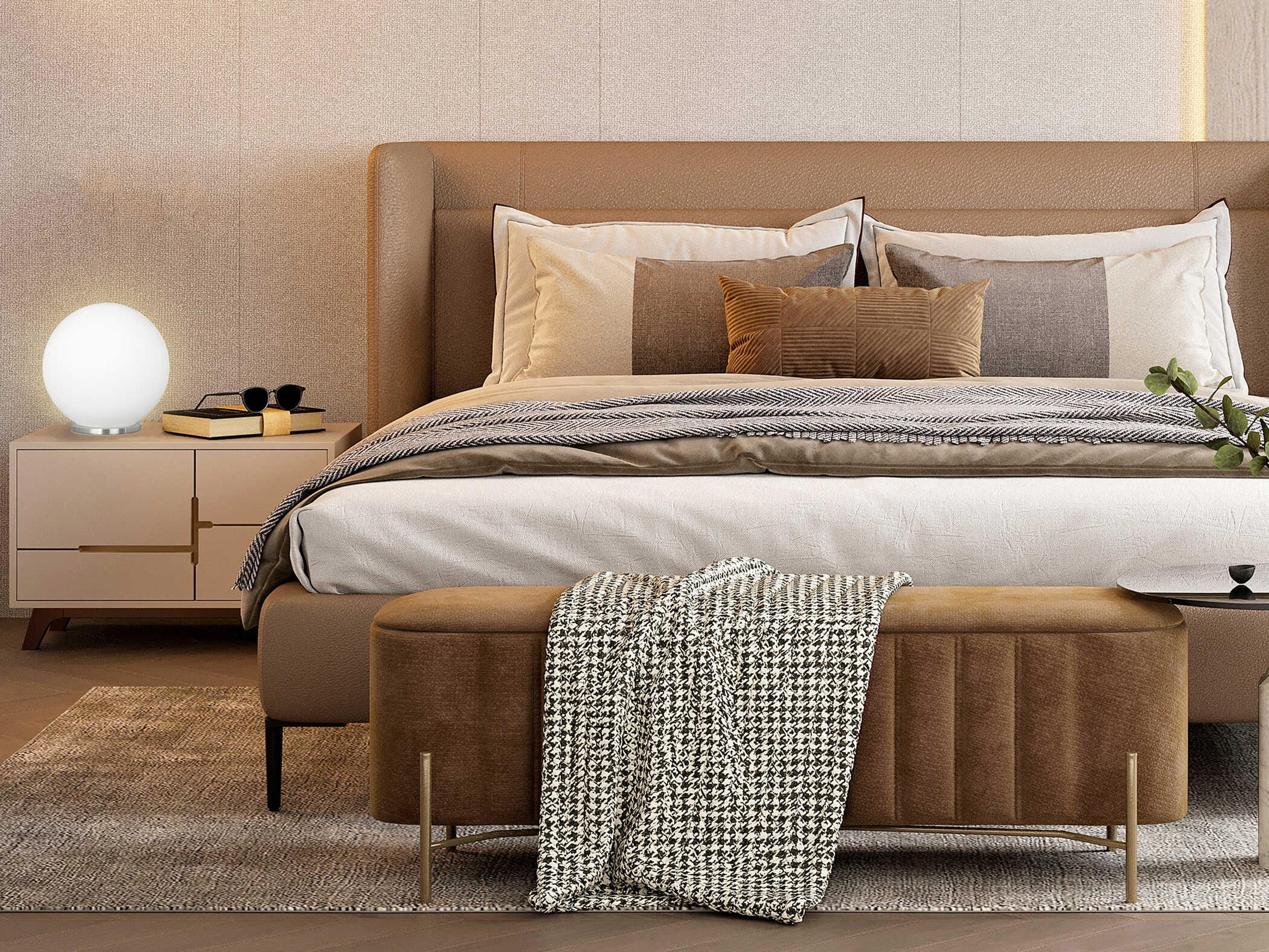 Eglo Rondo Silver Opal Frosted Glass Table Lamp