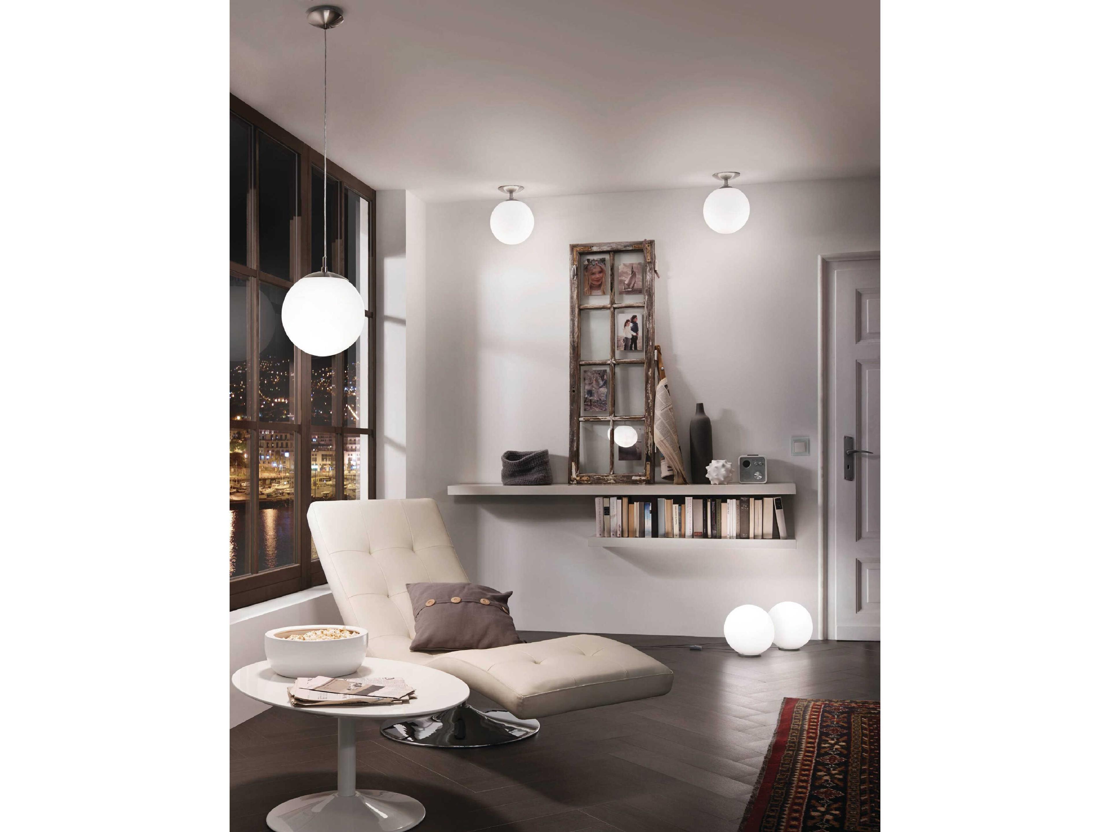 Eglo Rondo Silver Opal Frosted Glass Table Lamp