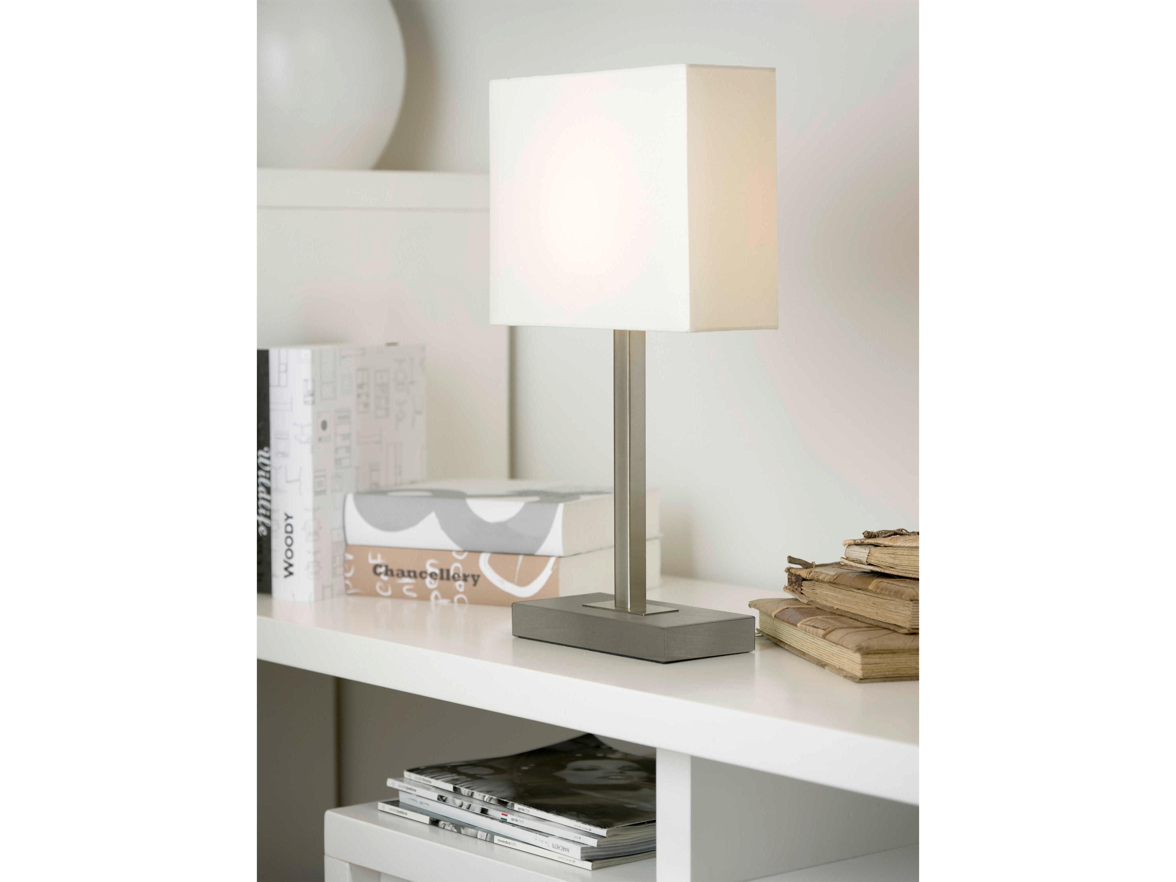 Eglo Pueblo Matte Nickel Cream Fabric Table Lamp
