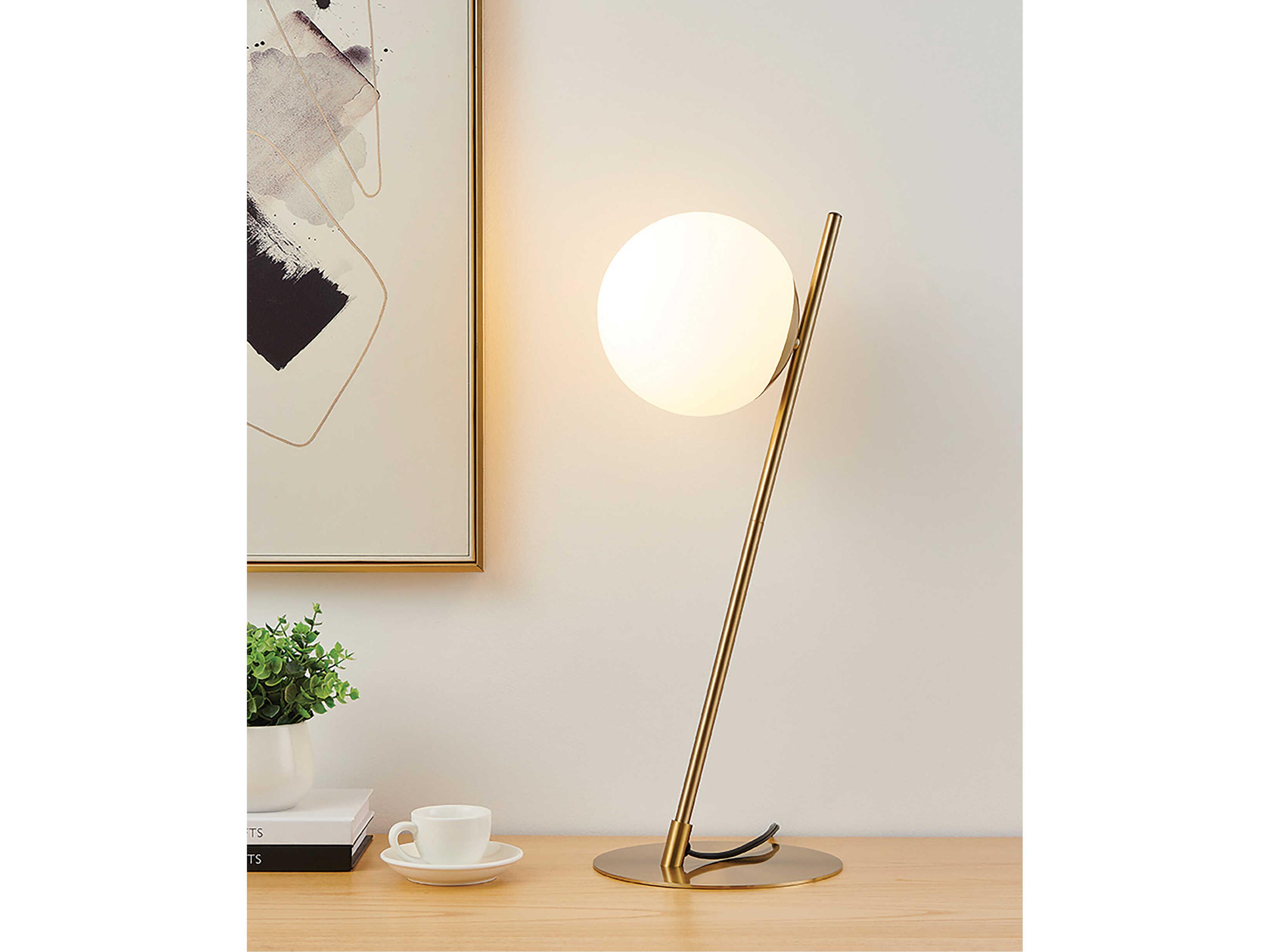 Eglo Rondo Brushed Gold White Glass Table Lamp
