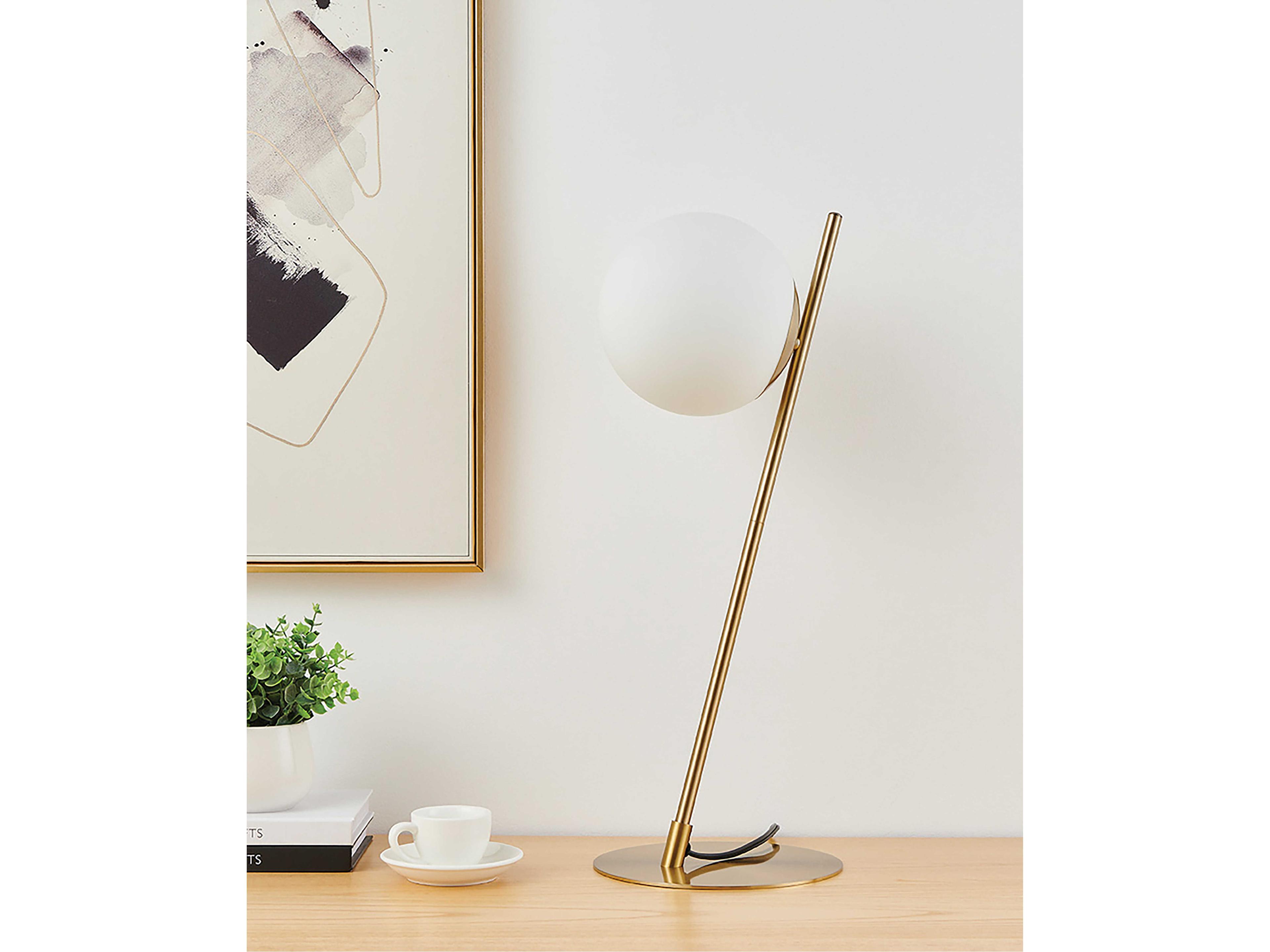 Eglo Rondo Brushed Gold White Glass Table Lamp