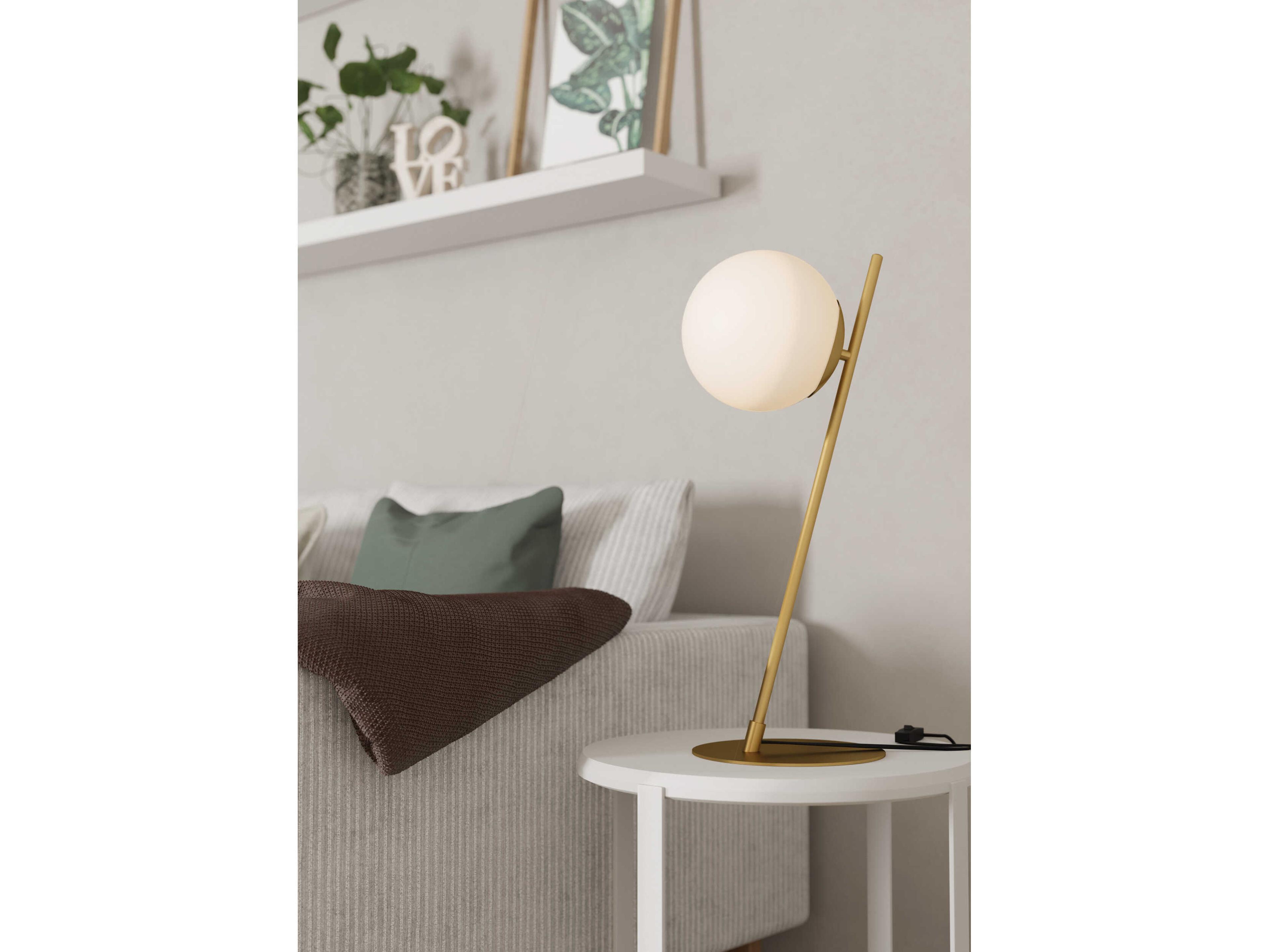 Eglo Rondo Brushed Gold White Glass Table Lamp