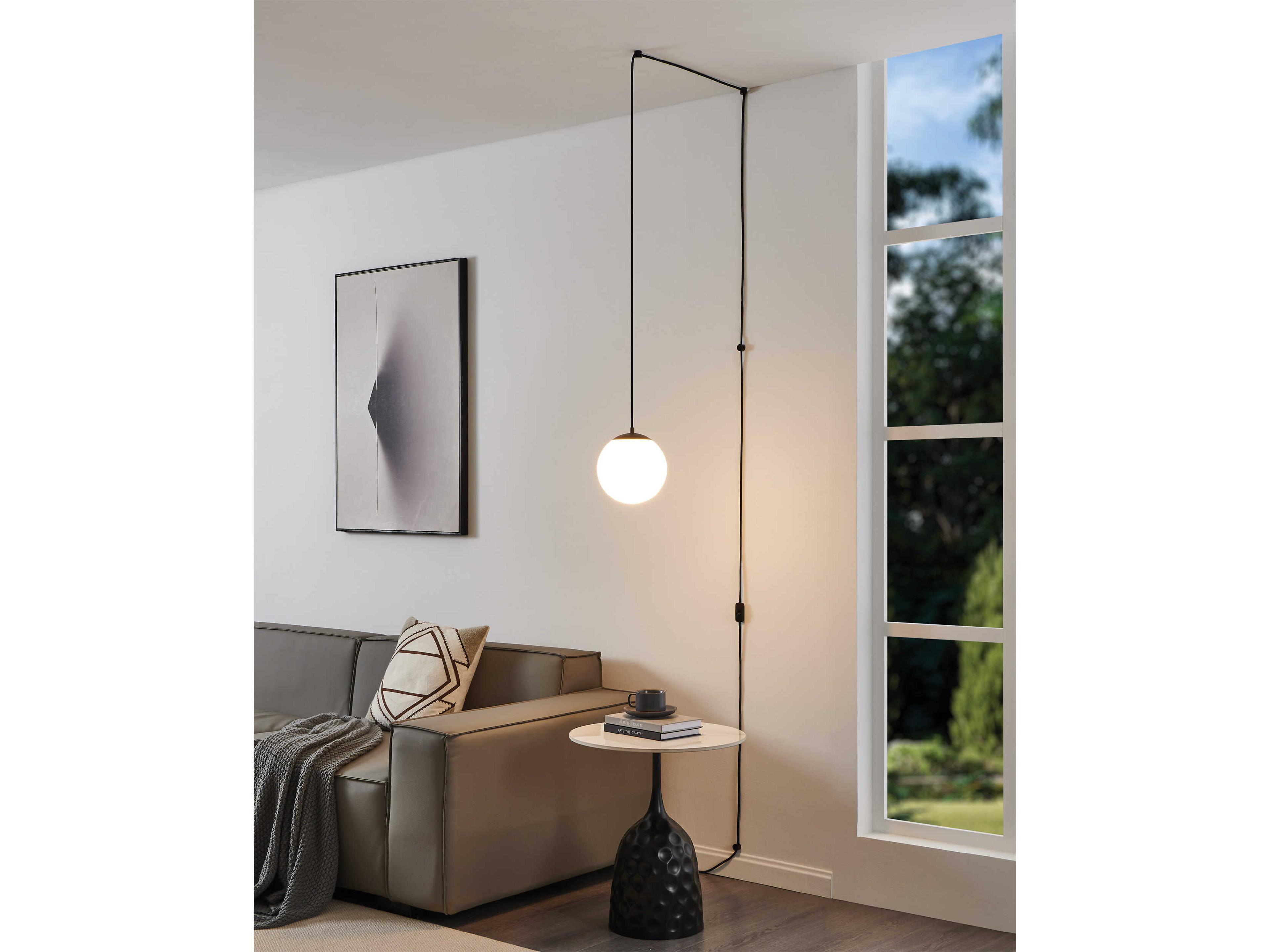 Eglo Rondo 1-Light Black Globe Mini Pendant