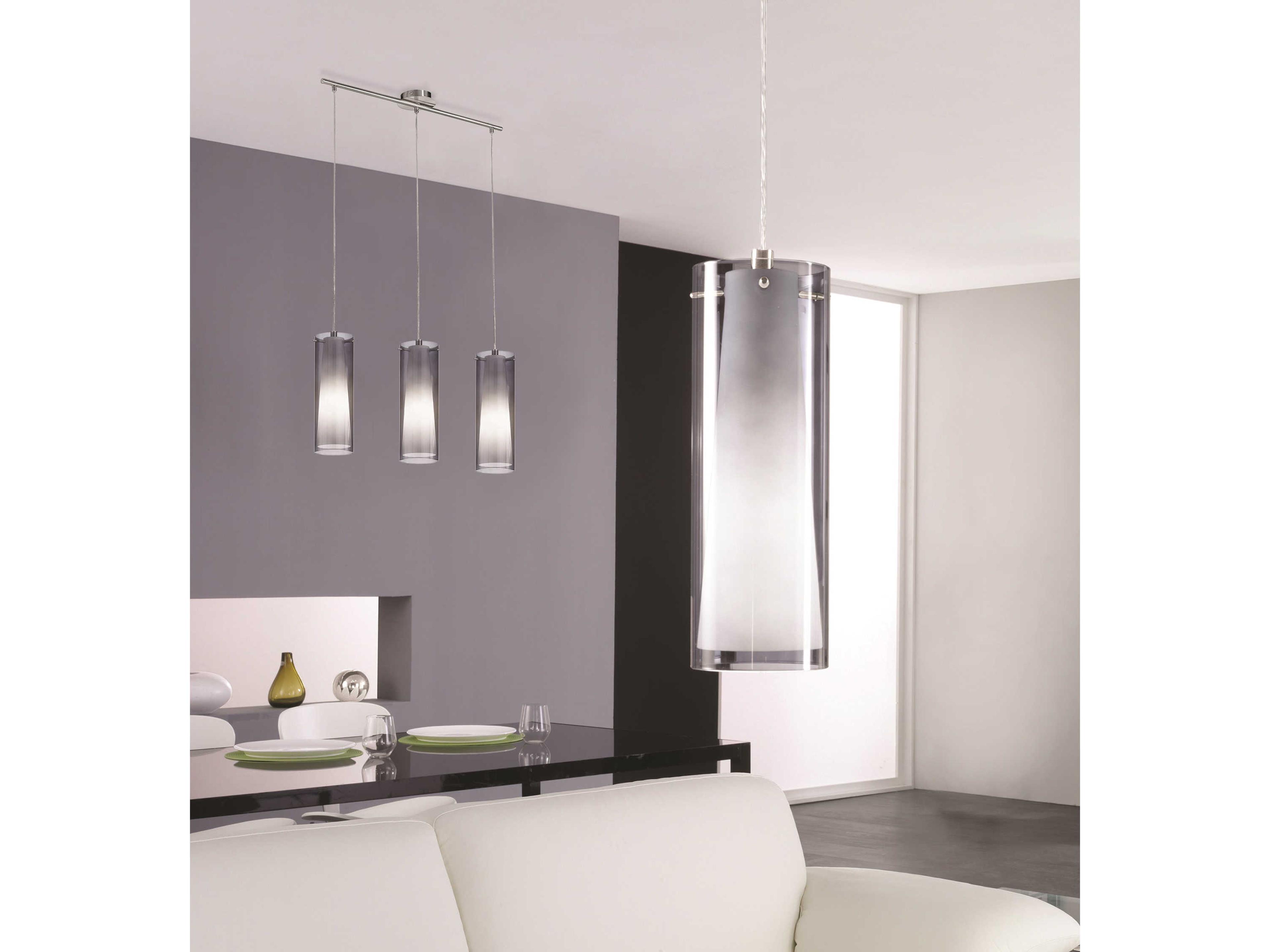 Eglo Pinto Nero 3-Light Matte Nickel Cylinder Island Pendant