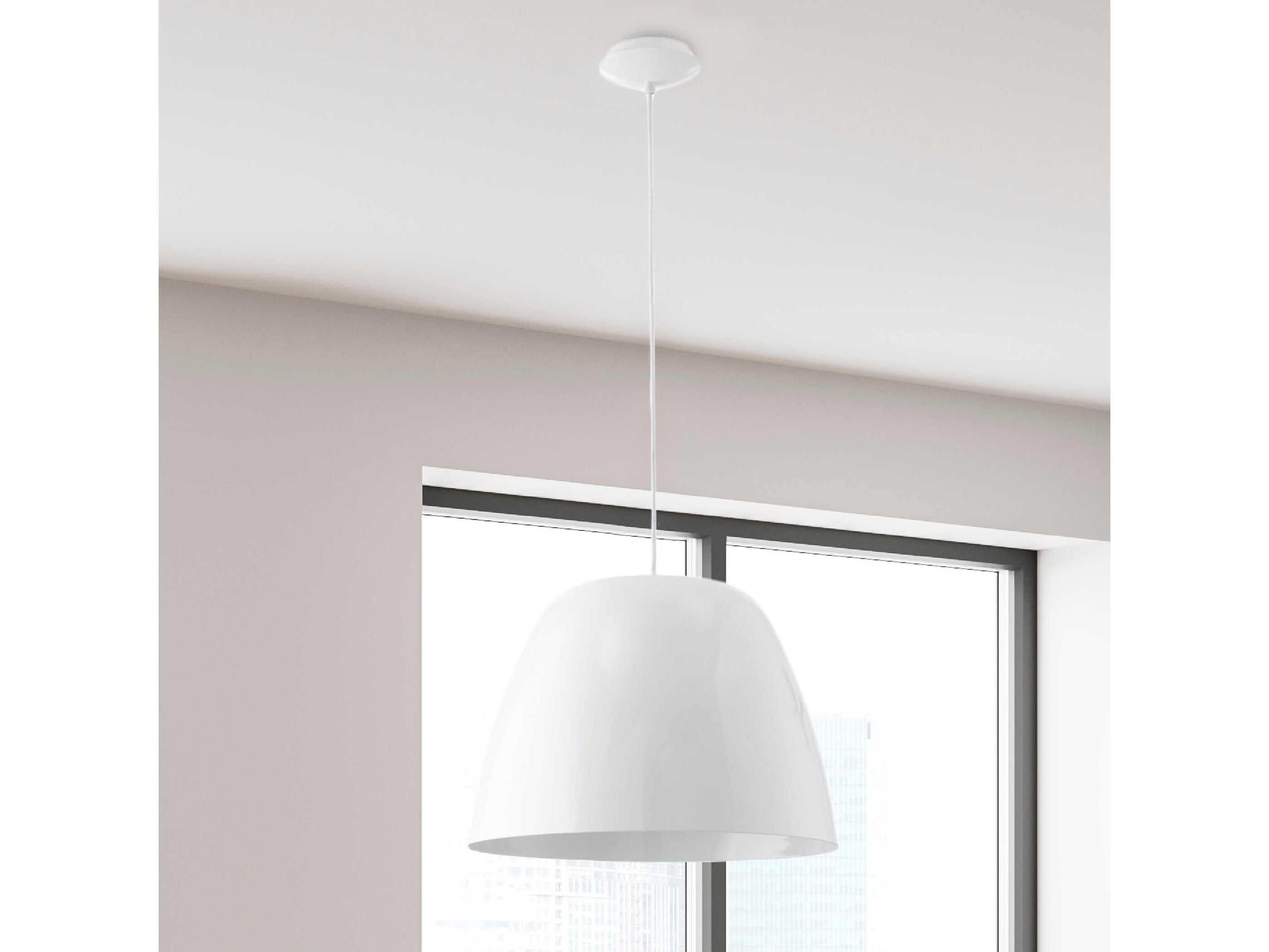Eglo Coretto 1-Light Steel Glossy White Dome Pendant