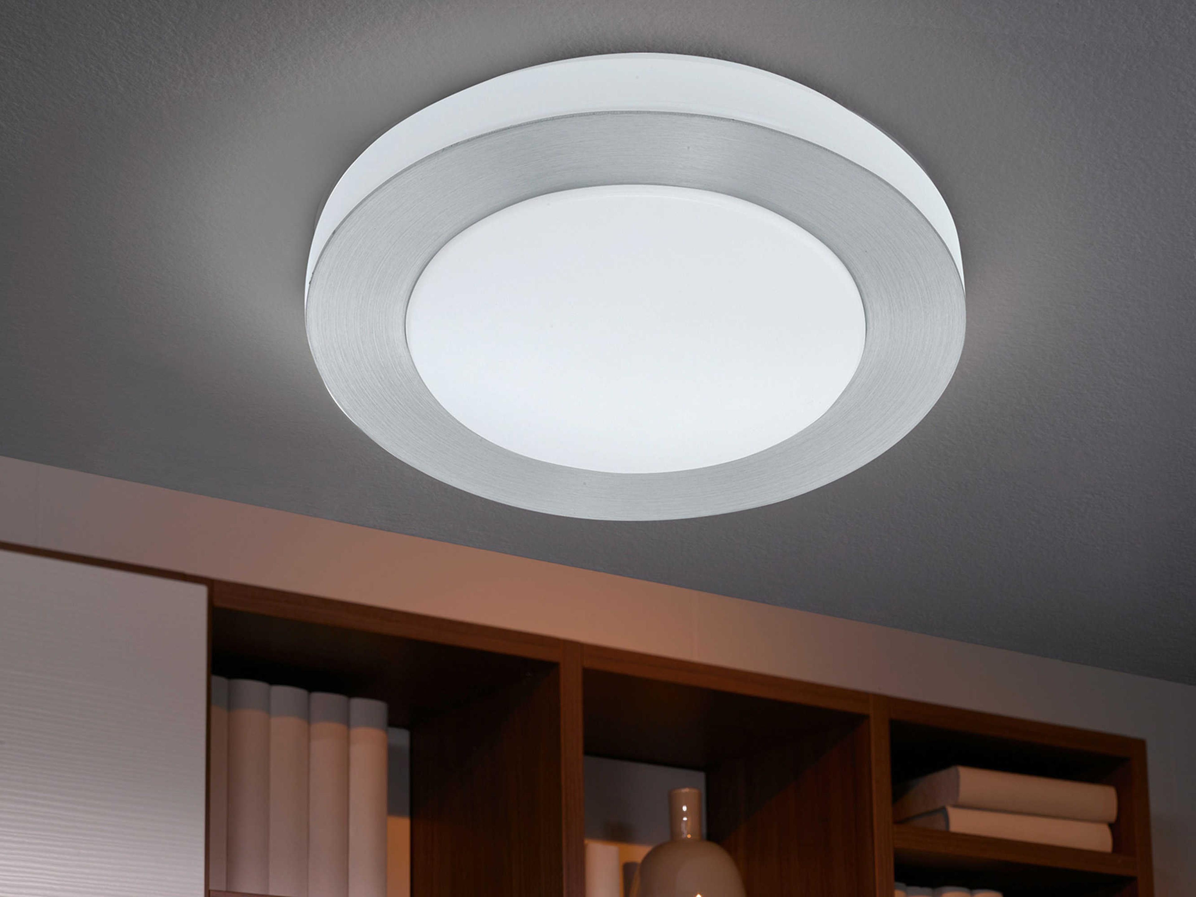 Eglo Carpi 1-Light Brushed Aluminum Silver Round Flush Mount