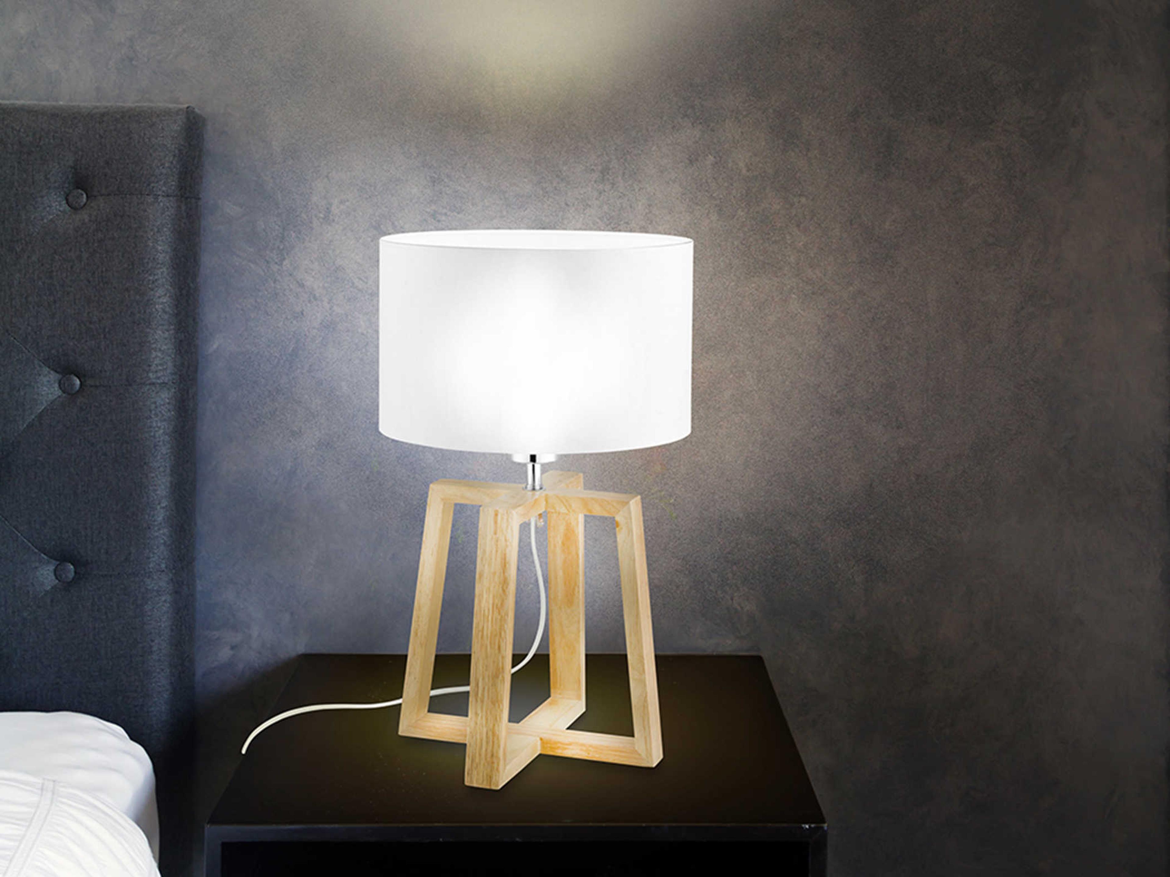 Eglo Chietino Wood White Fabric Brown Table Lamp