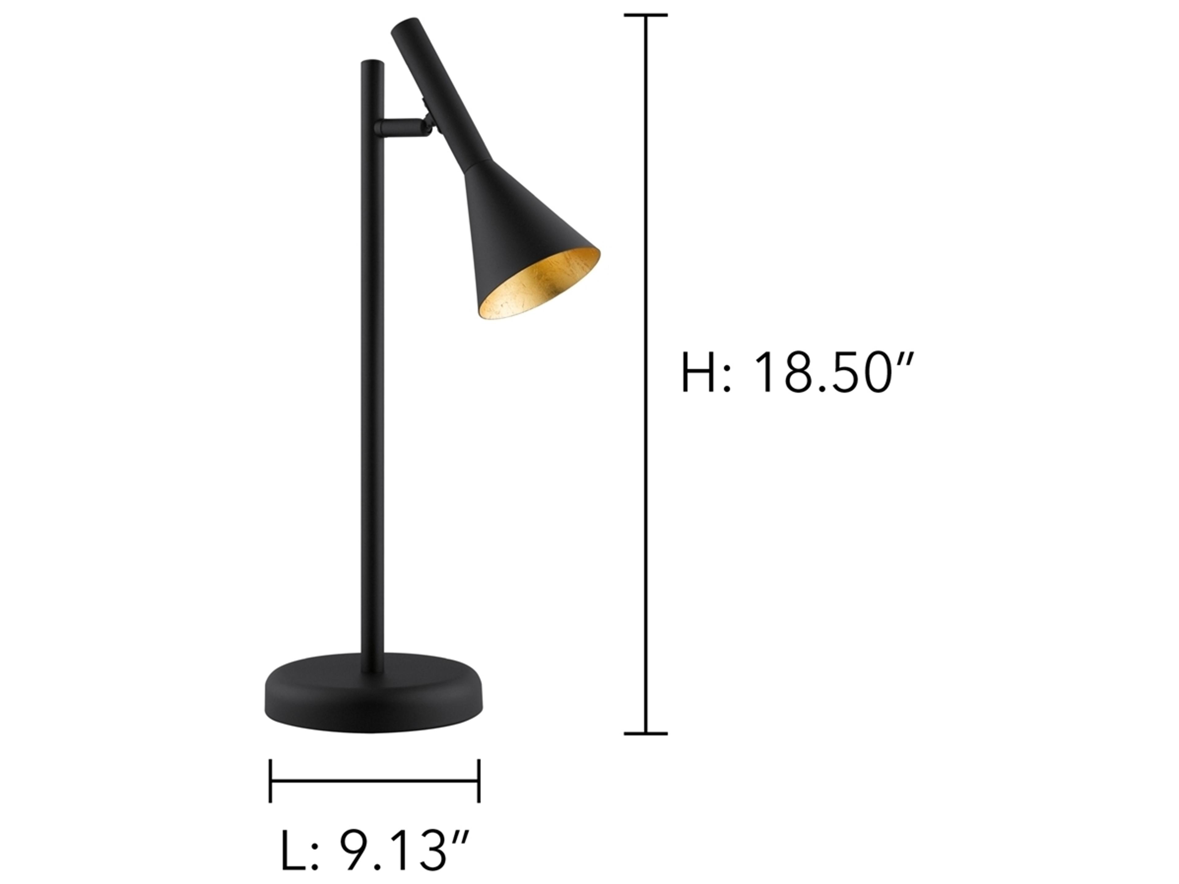 Eglo Cortaderas Black Exterior Gold Interior Metal Desk Lamp