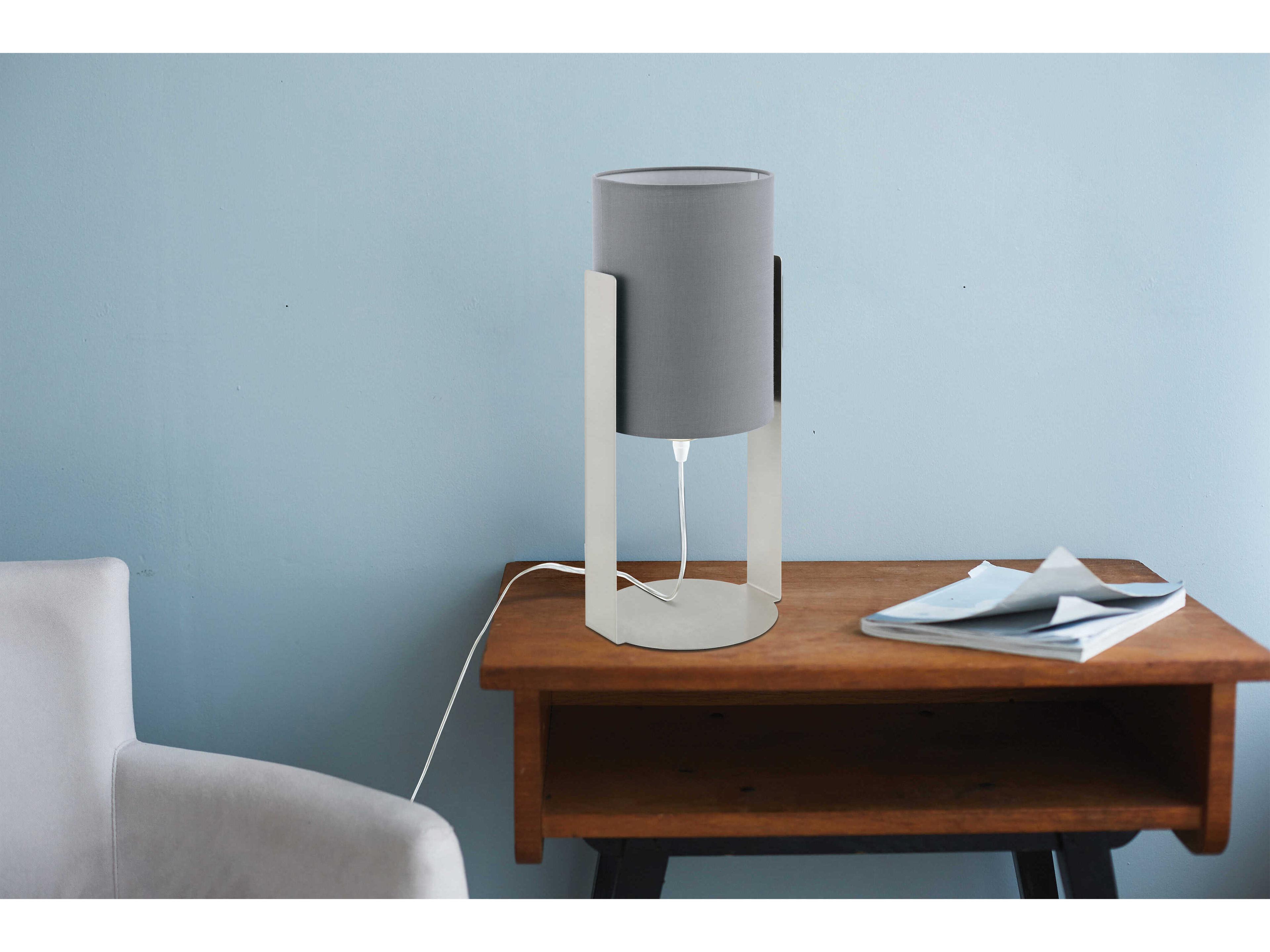 Eglo Siponto Matte Nickel Grey Fabric Table Lamp