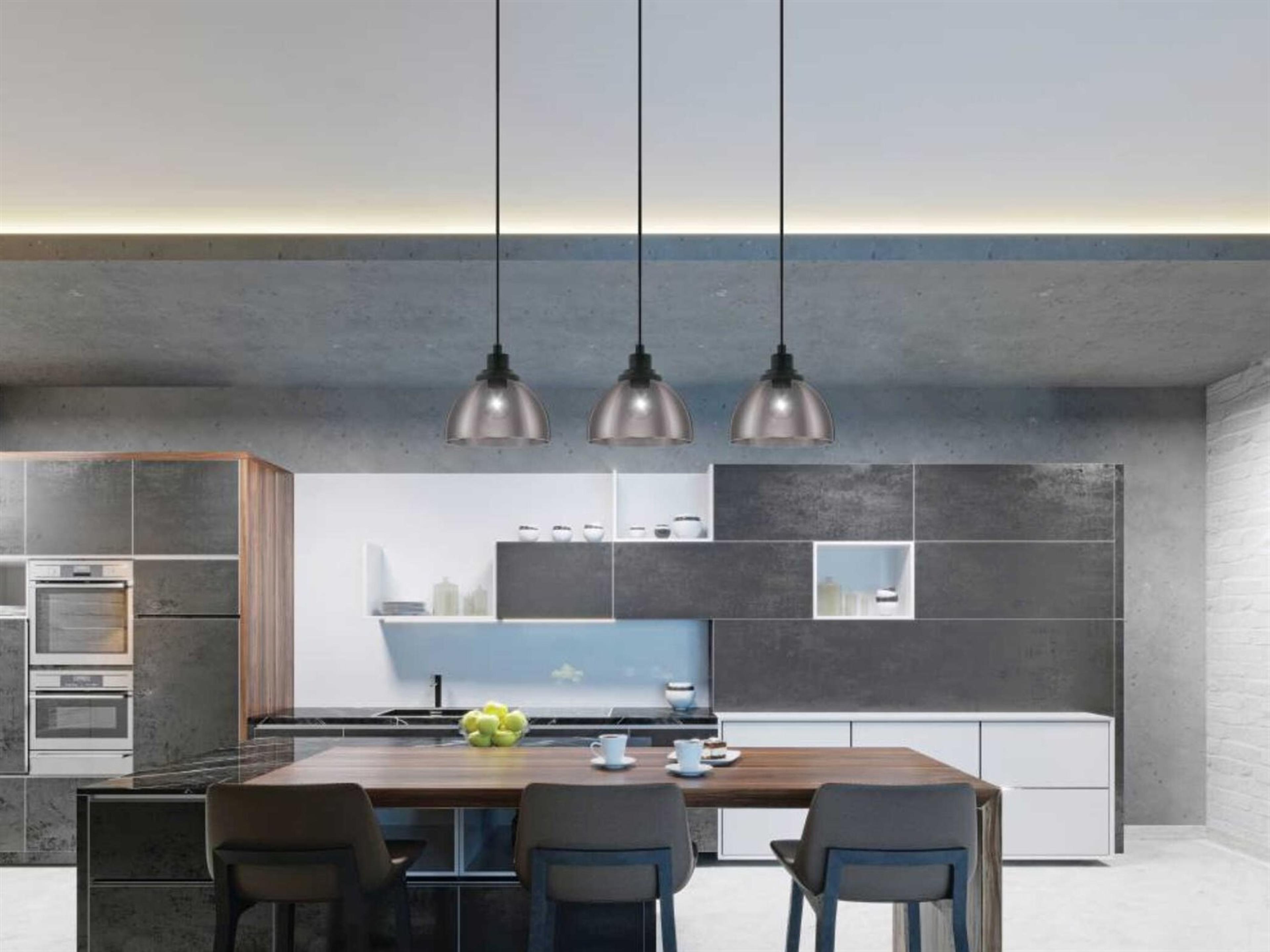 Eglo Belser 3-Light Black Dome Island Pendant