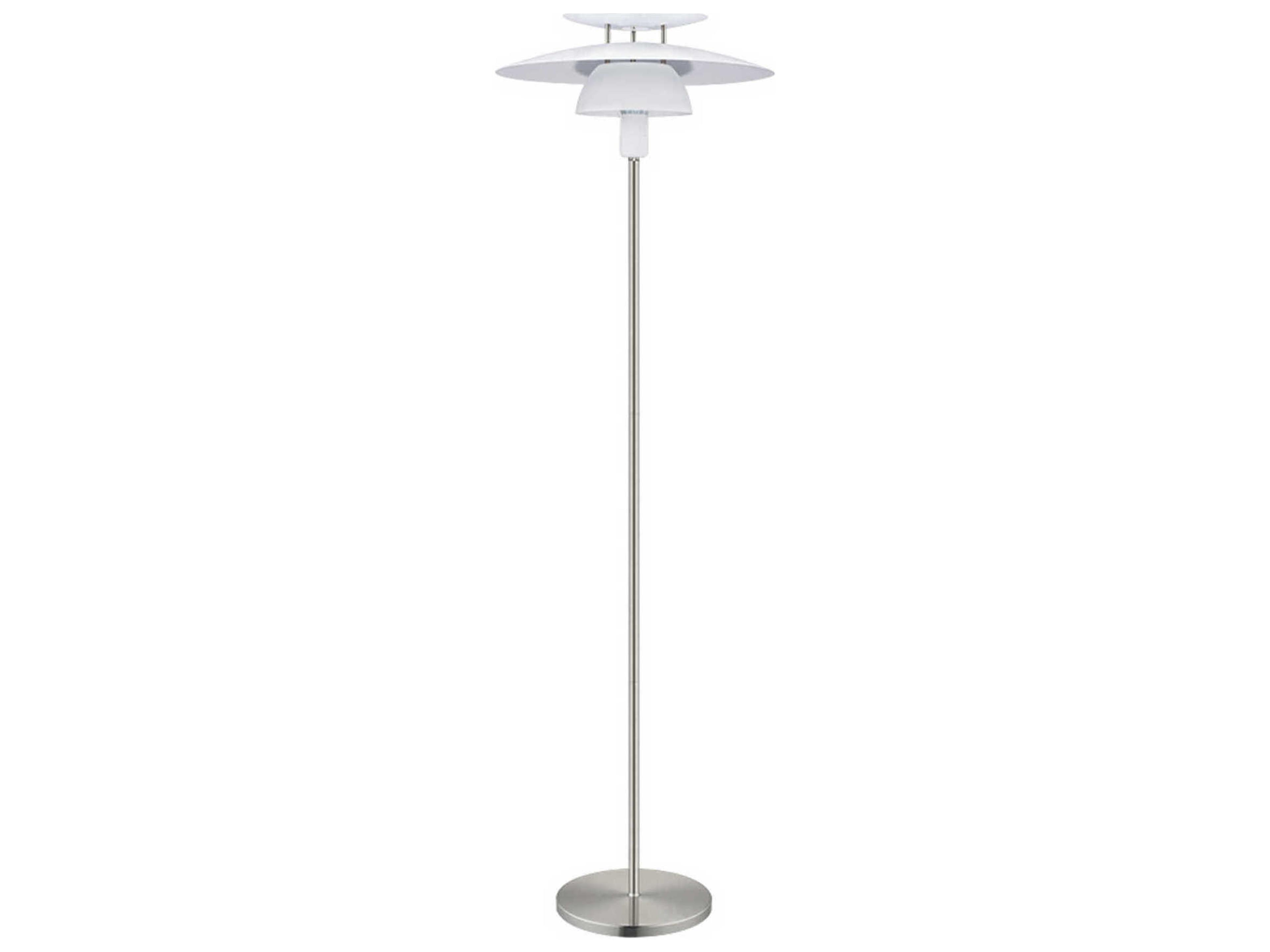 Brenda Satin Nickel White Metal Floor Lamp