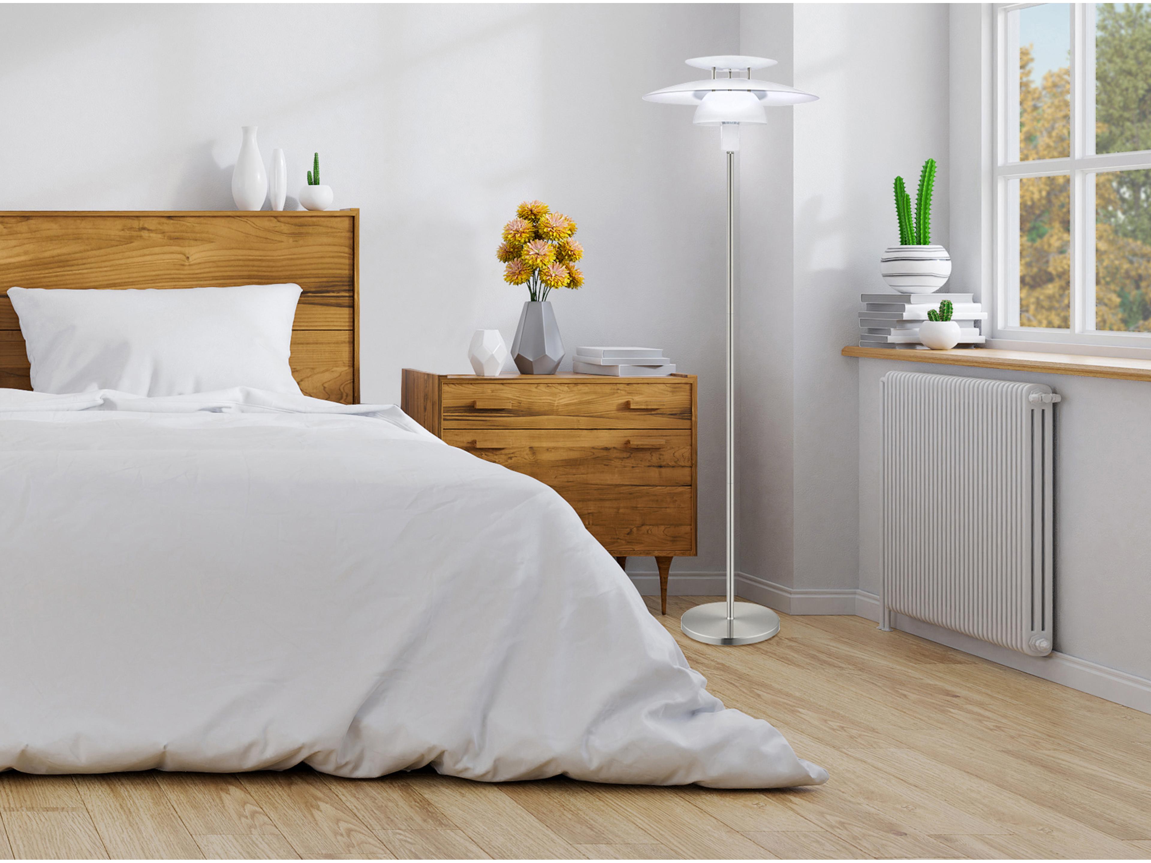 Eglo Brenda Satin Nickel White Metal Floor Lamp