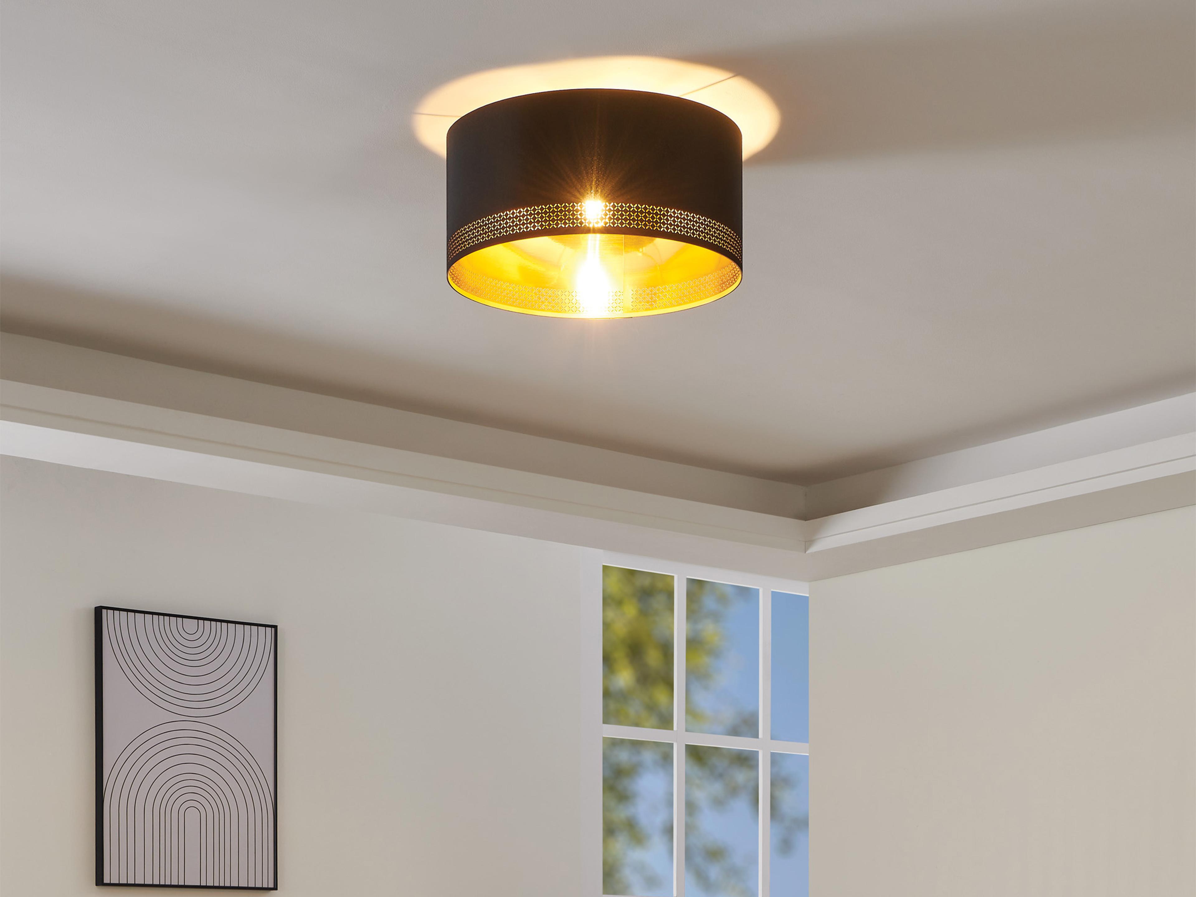 Eglo Esteperra 1-Light Black Drum Flush Mount