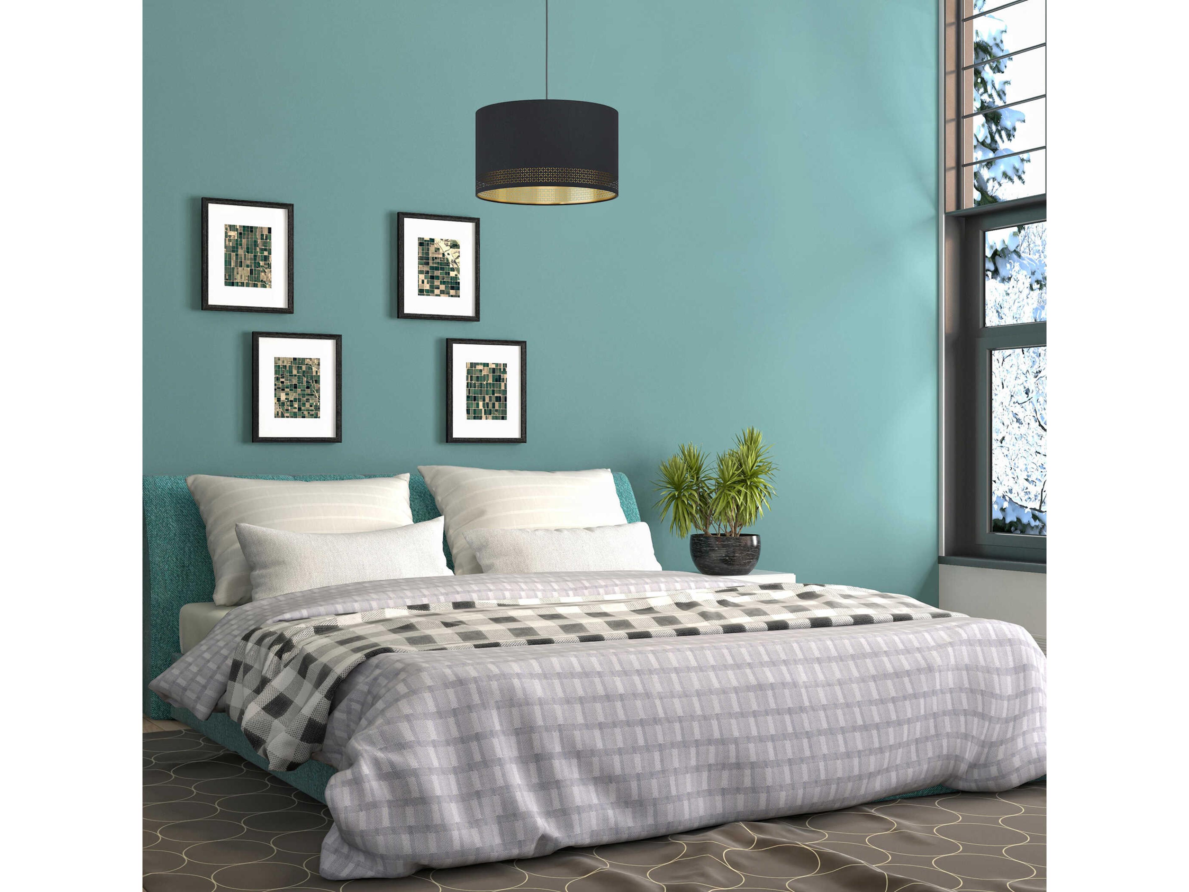 Eglo Esteperra 1-Light Black Drum Pendant