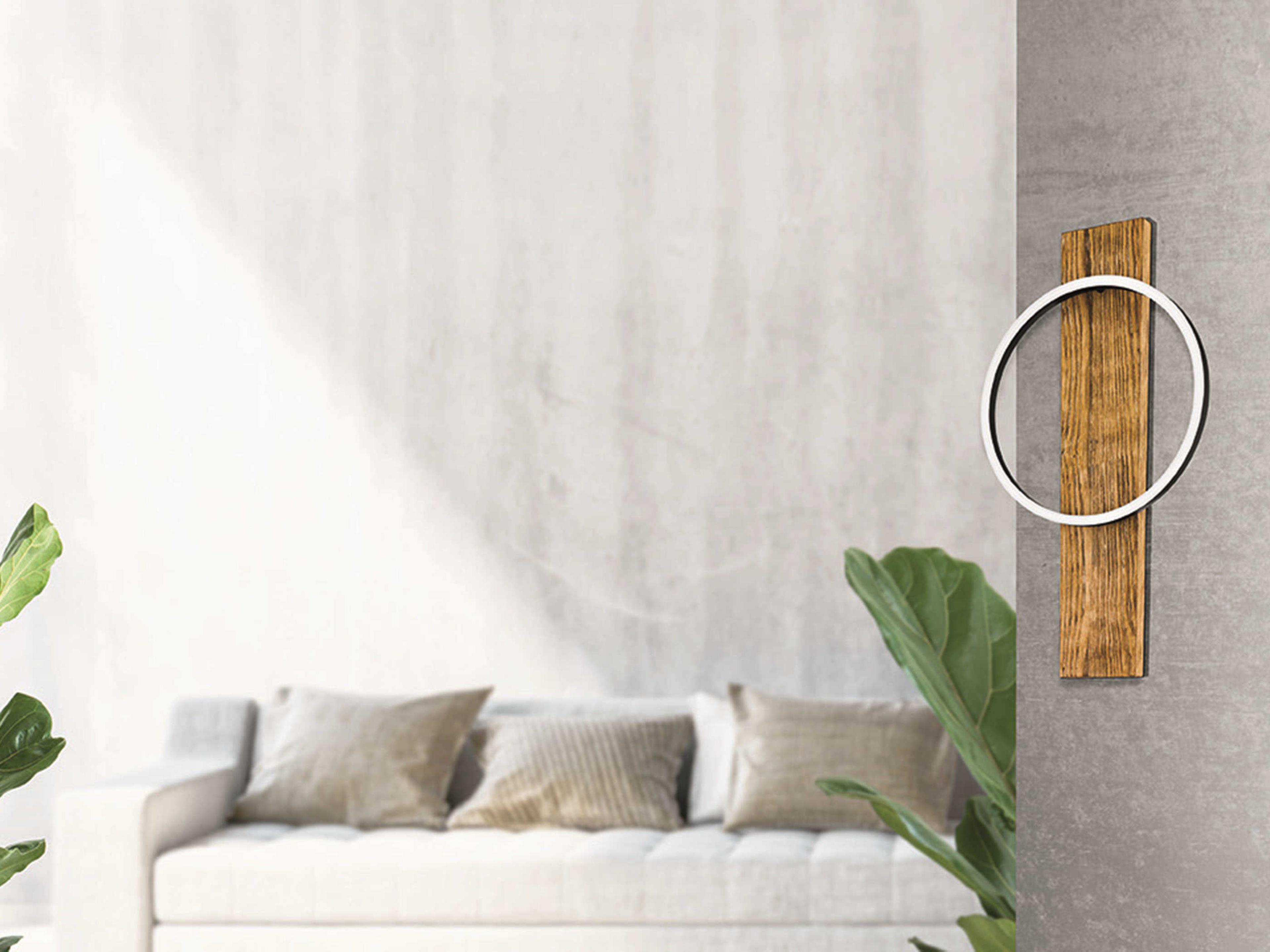 Eglo Boyal 1-Light Brushed Pine Wood Round Flush Mount