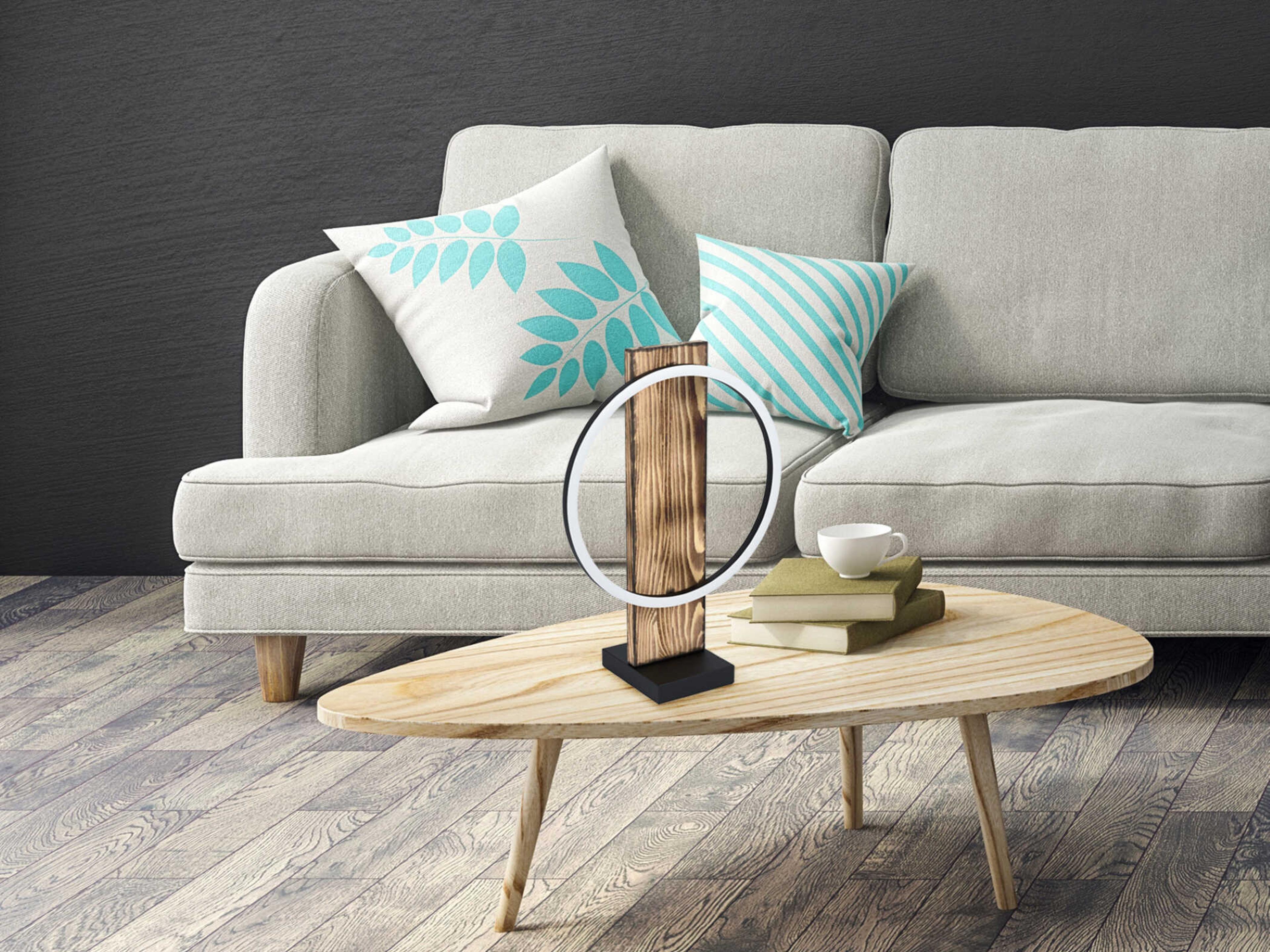 Eglo Boyal Brushed Pine Wood Black Plastic Brown Table Lamp