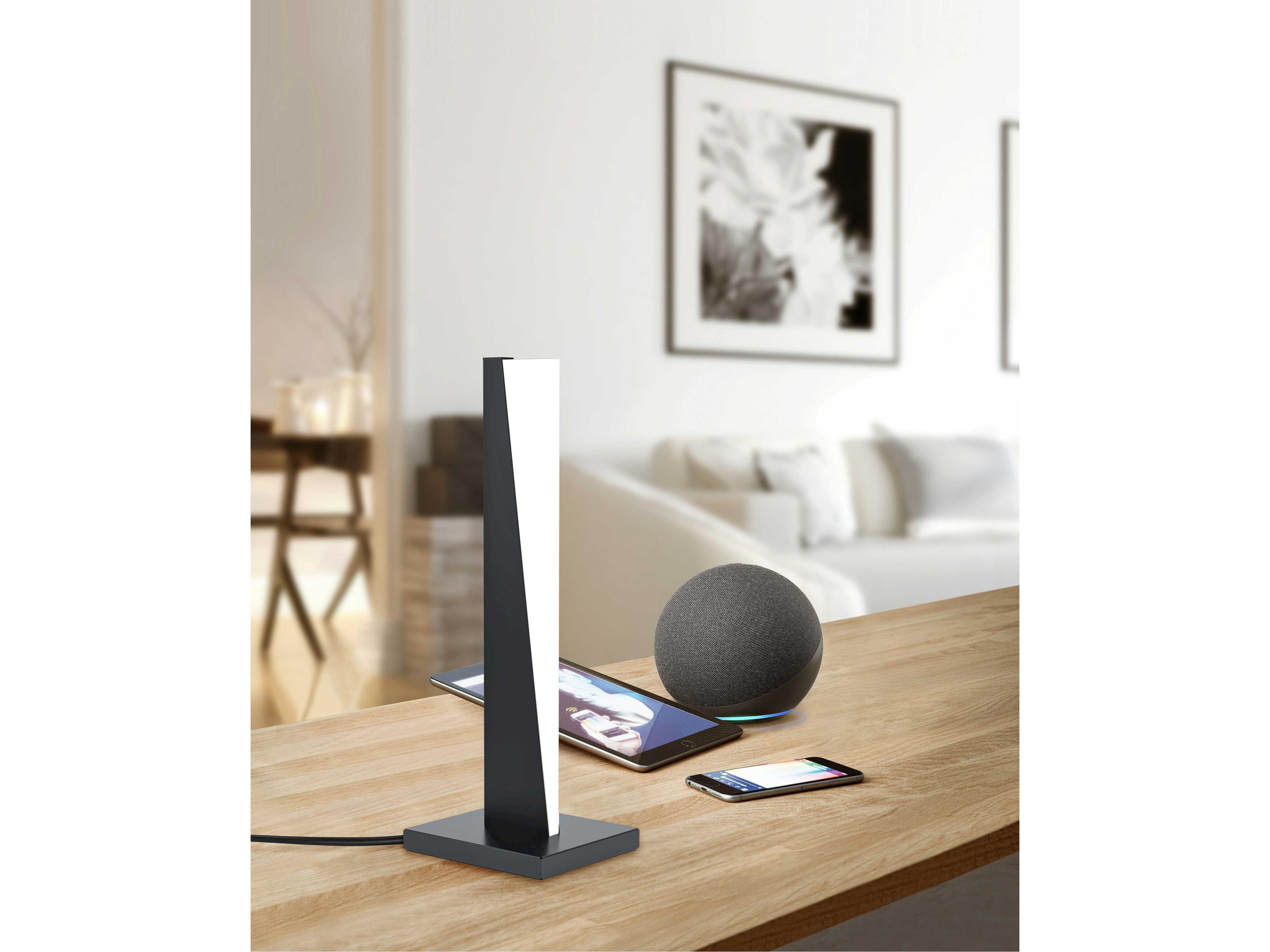 Eglo Isidro Structured Black White Acrylic Table Lamp