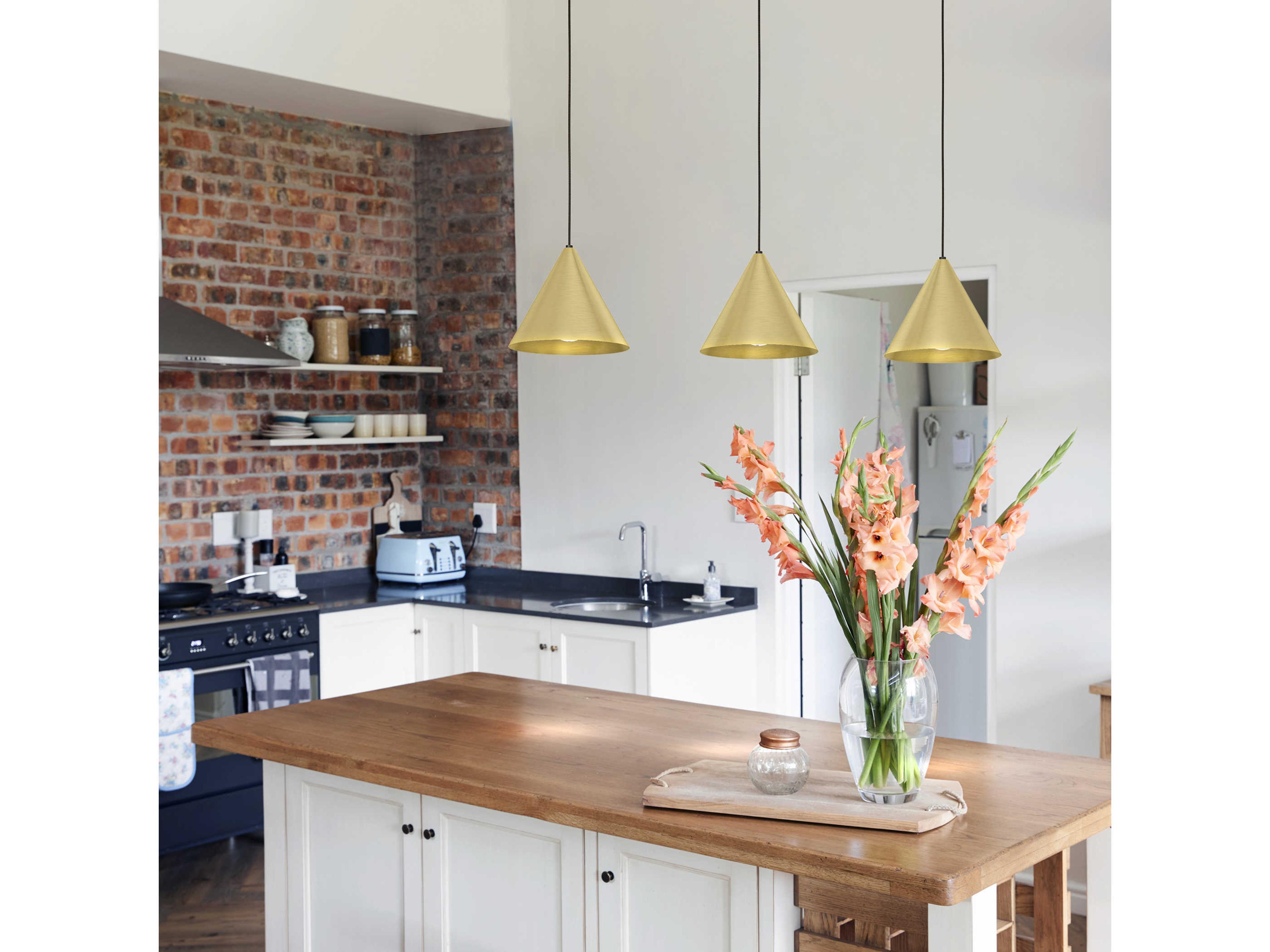 Eglo Narices 3-Light Structured Black Brass Island Pendant