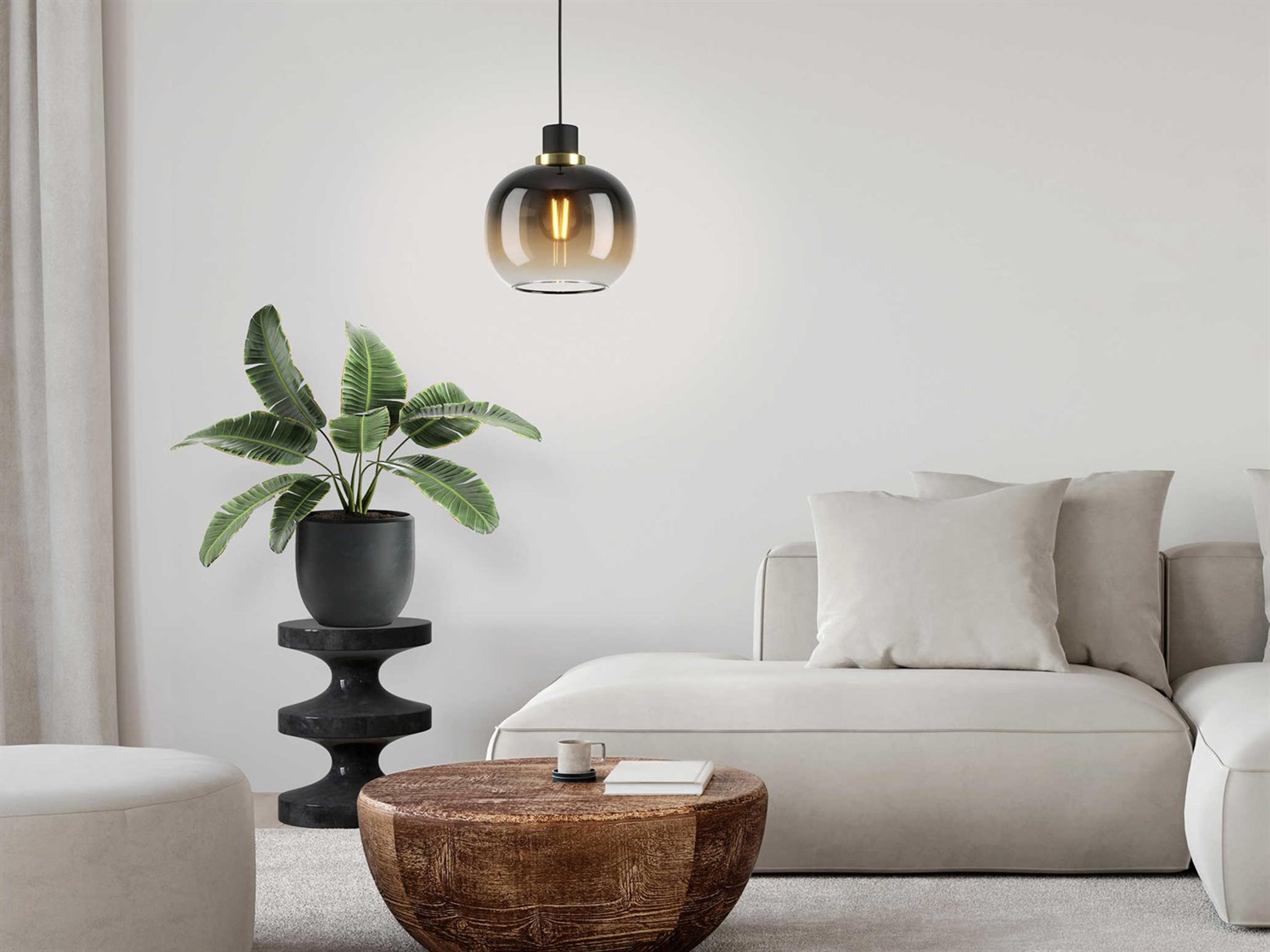 Eglo Oilella 1-Light Structured Black Globe Mini Pendant