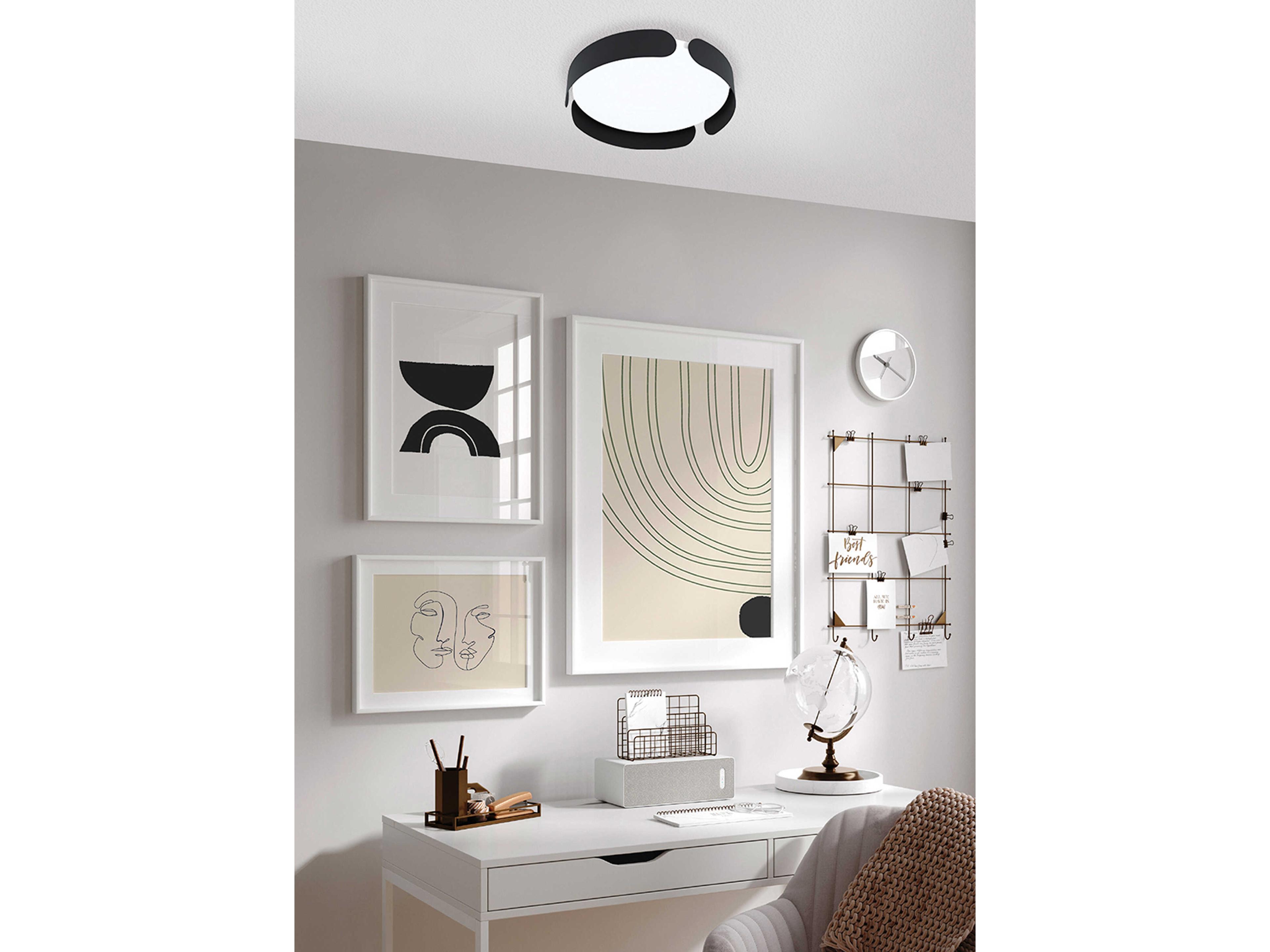 Eglo Valcasotto 1-Light Black Round Flush Mount