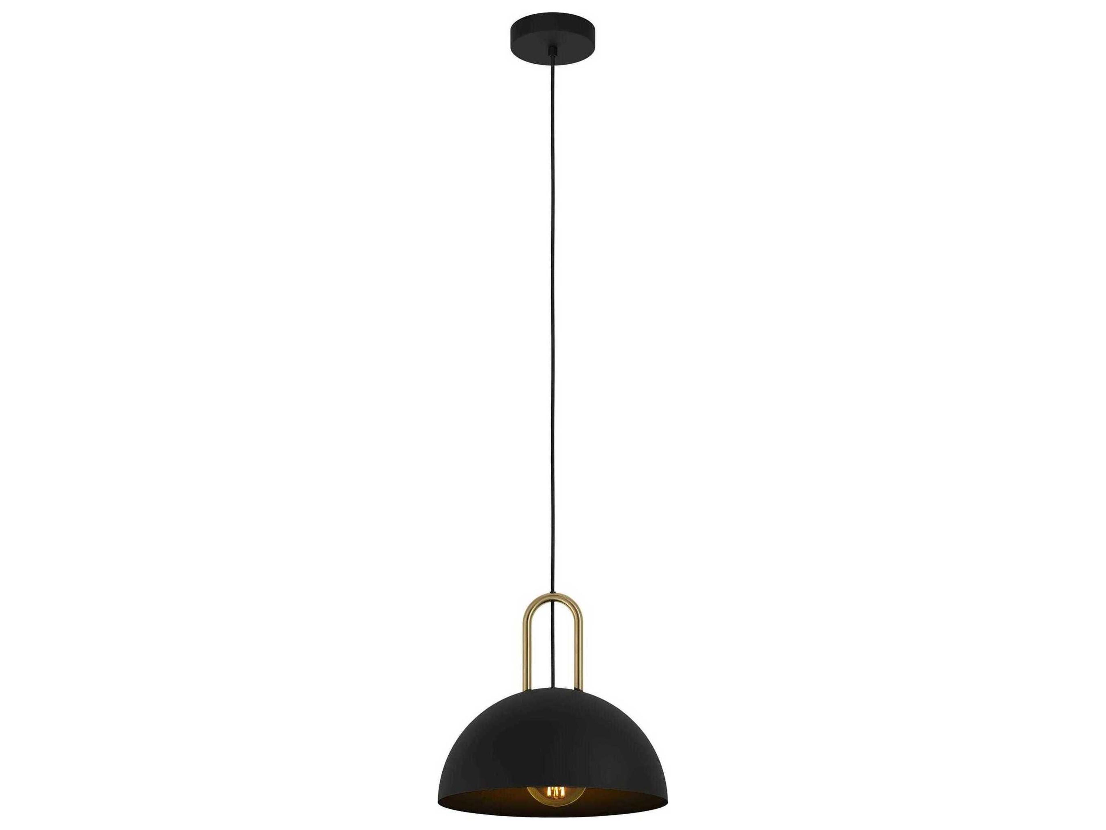 Calmanera 1-Light Structured Black Brushed Brass Dome Pendant