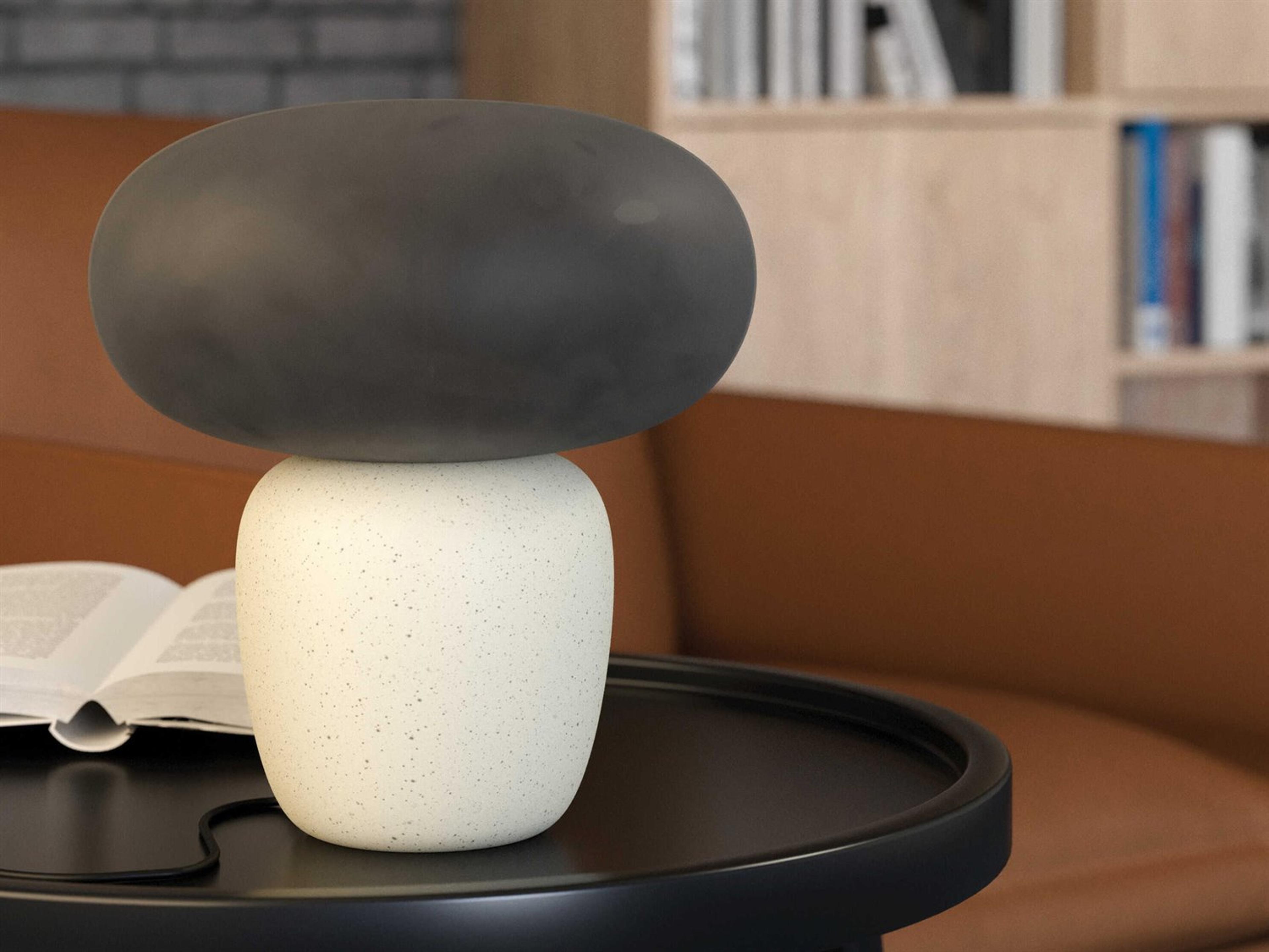 Eglo Cahuama Speckled White Frosted Grey Glass Black Table Lamp