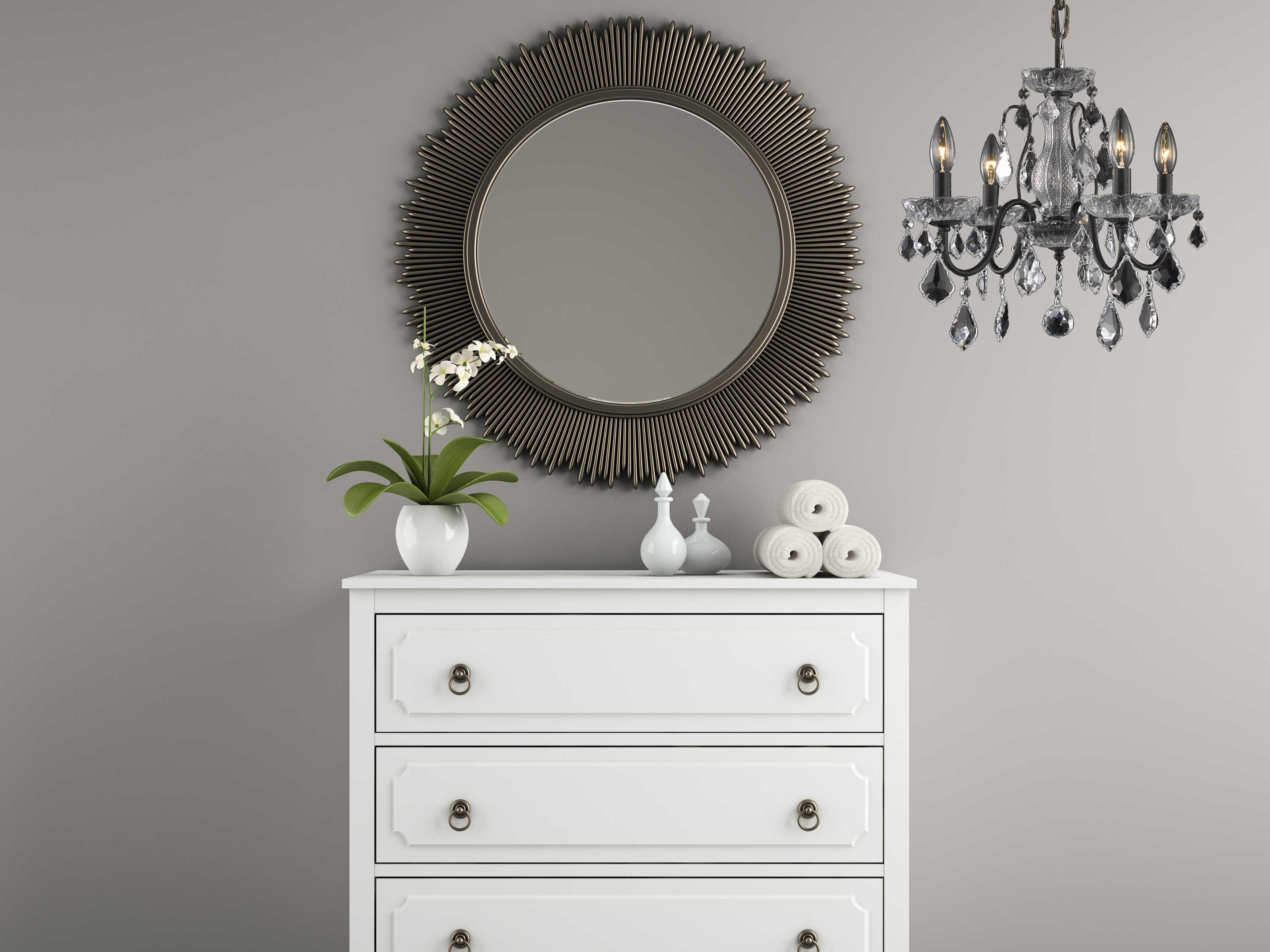 Elegant Lighting Calista 4-Light Chrome Crystal Candelabra Chandelier