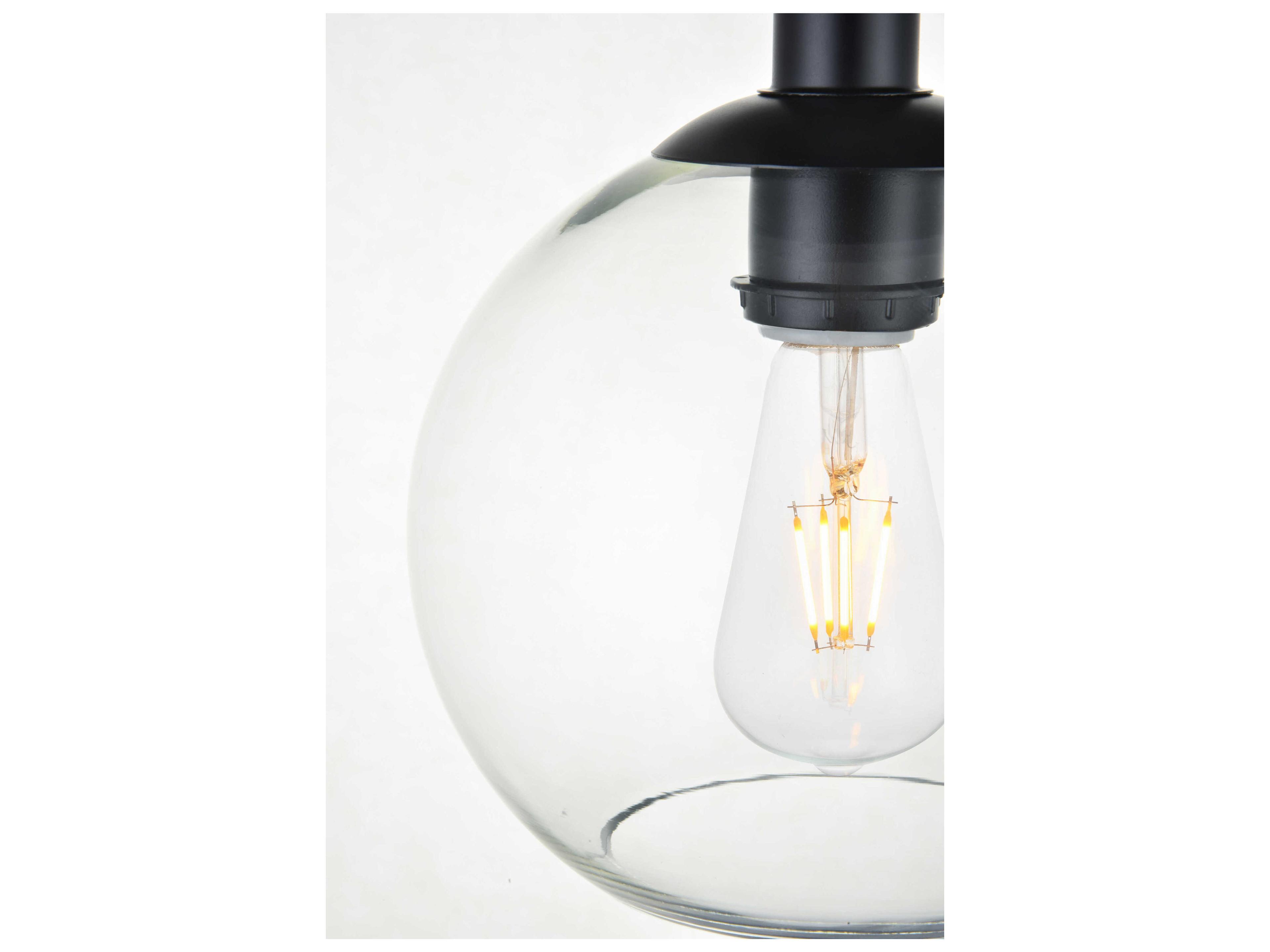 Elegant Lighting Baxter 1-Light Black Glass Globe Semi Flush Mount