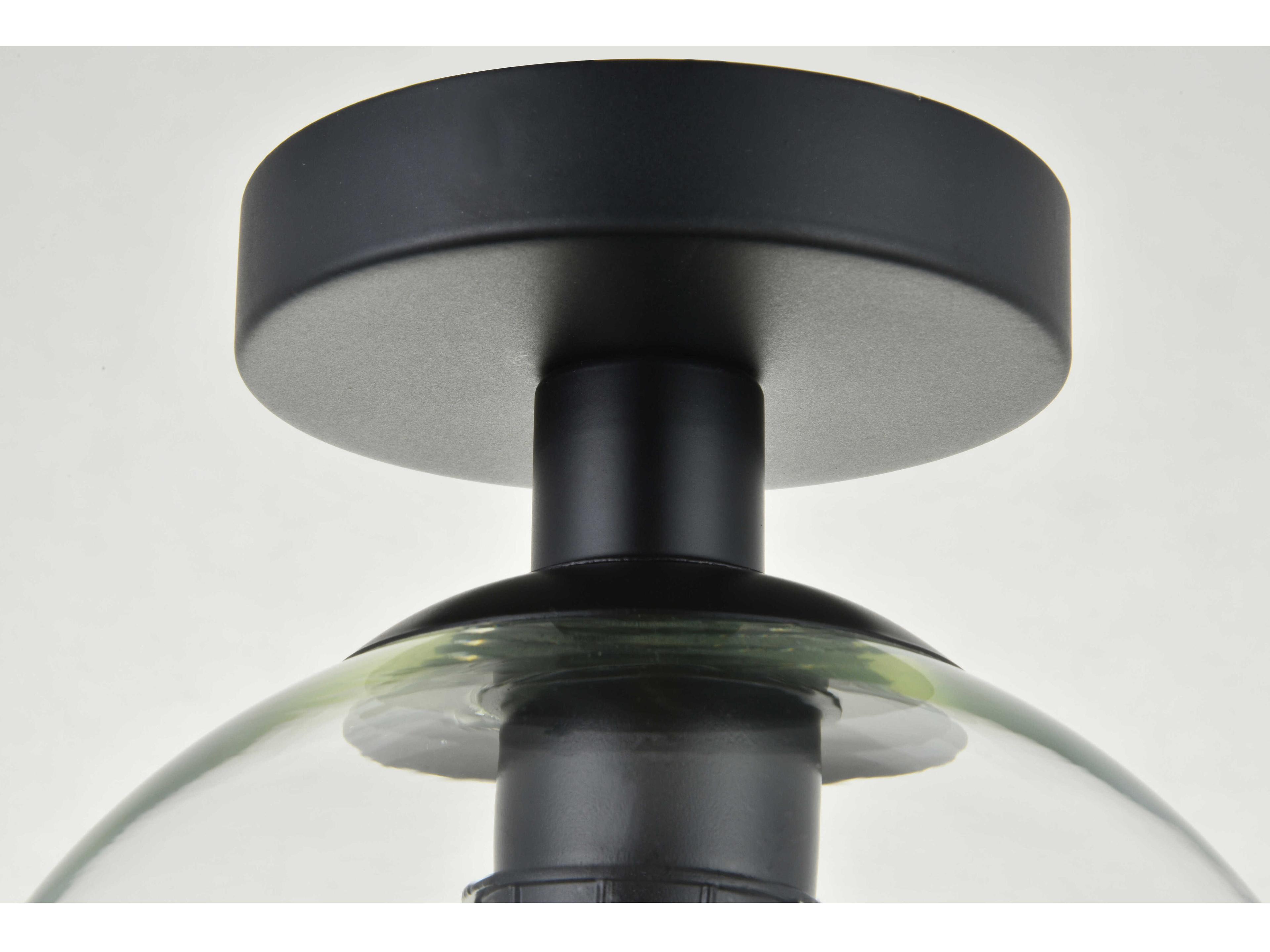 Elegant Lighting Baxter 1-Light Black Glass Globe Semi Flush Mount