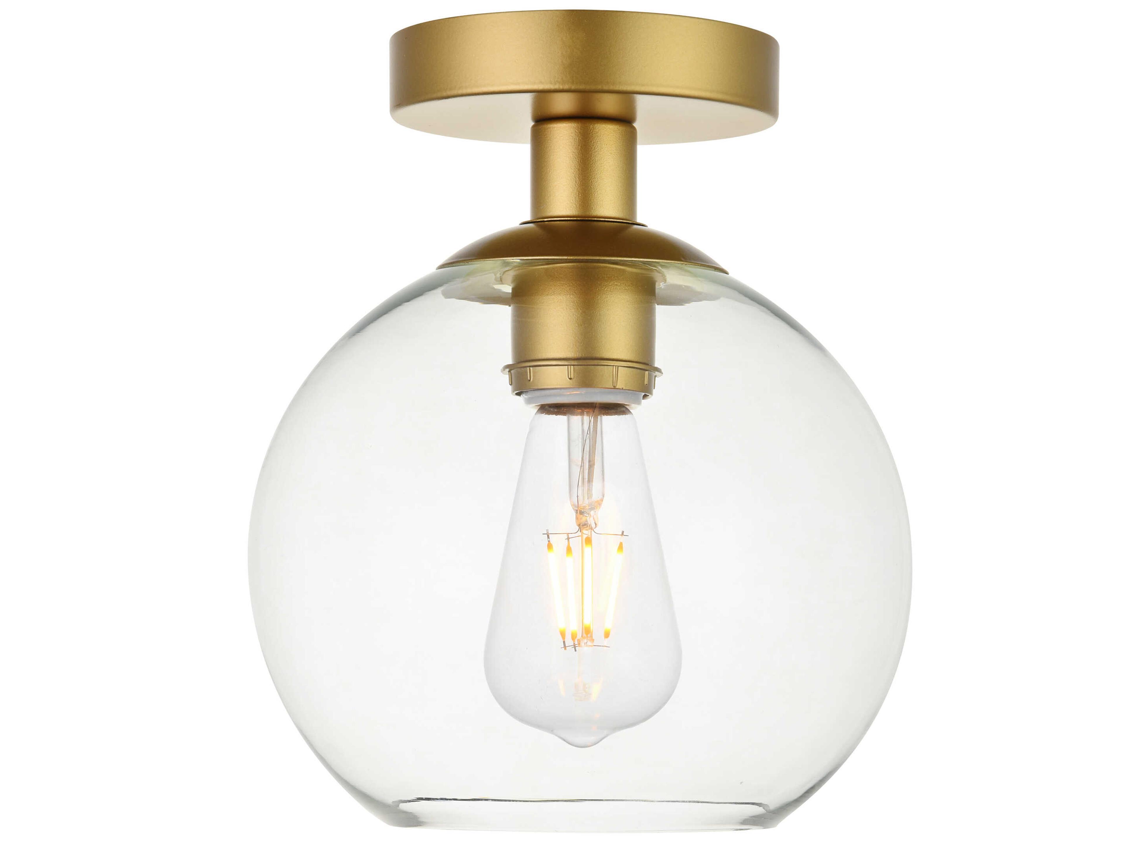 Baxter 1-Light Brass Glass Globe Semi Flush Mount