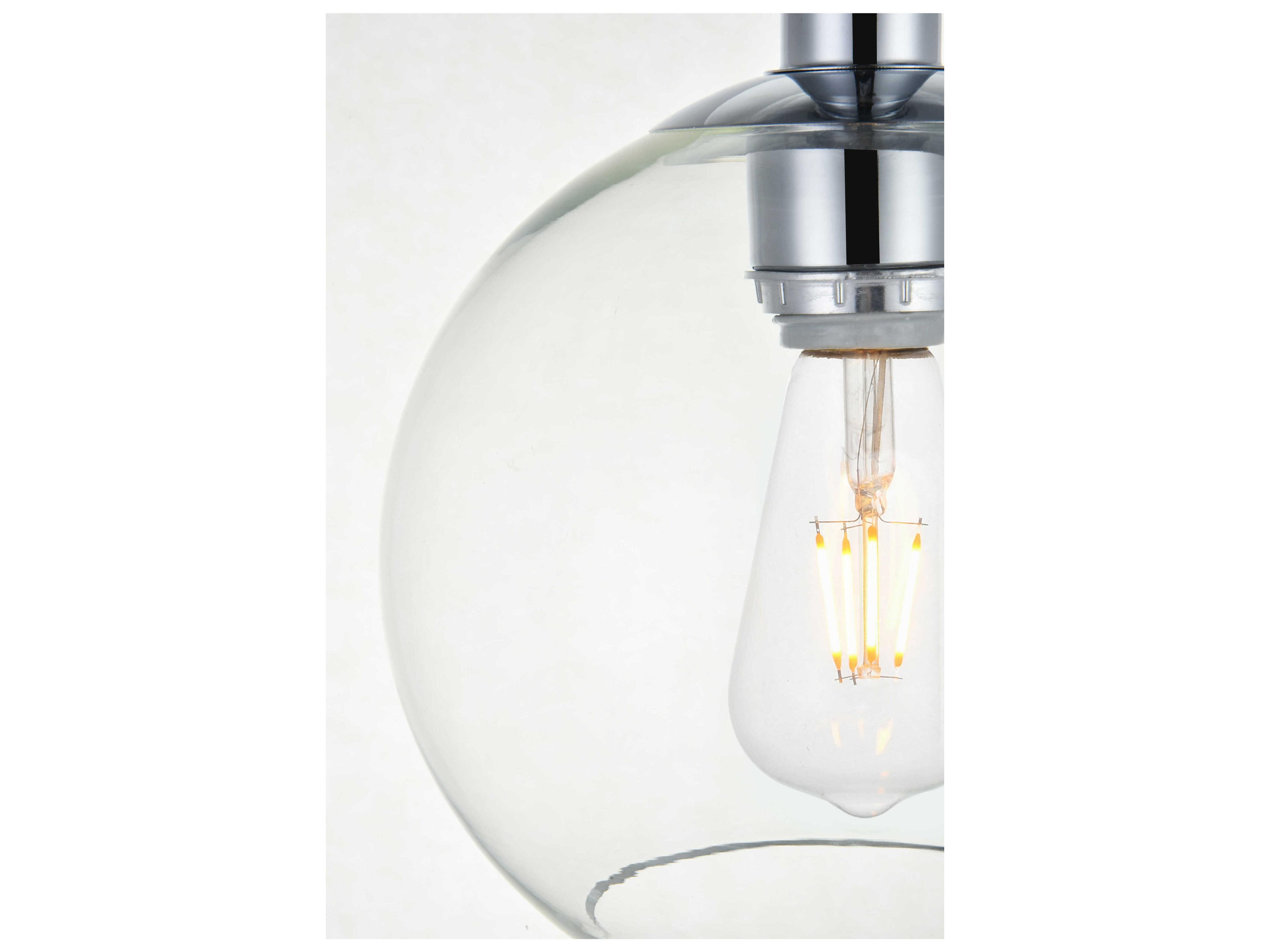 Elegant Lighting Baxter 1-Light Chrome Glass Globe Semi Flush Mount